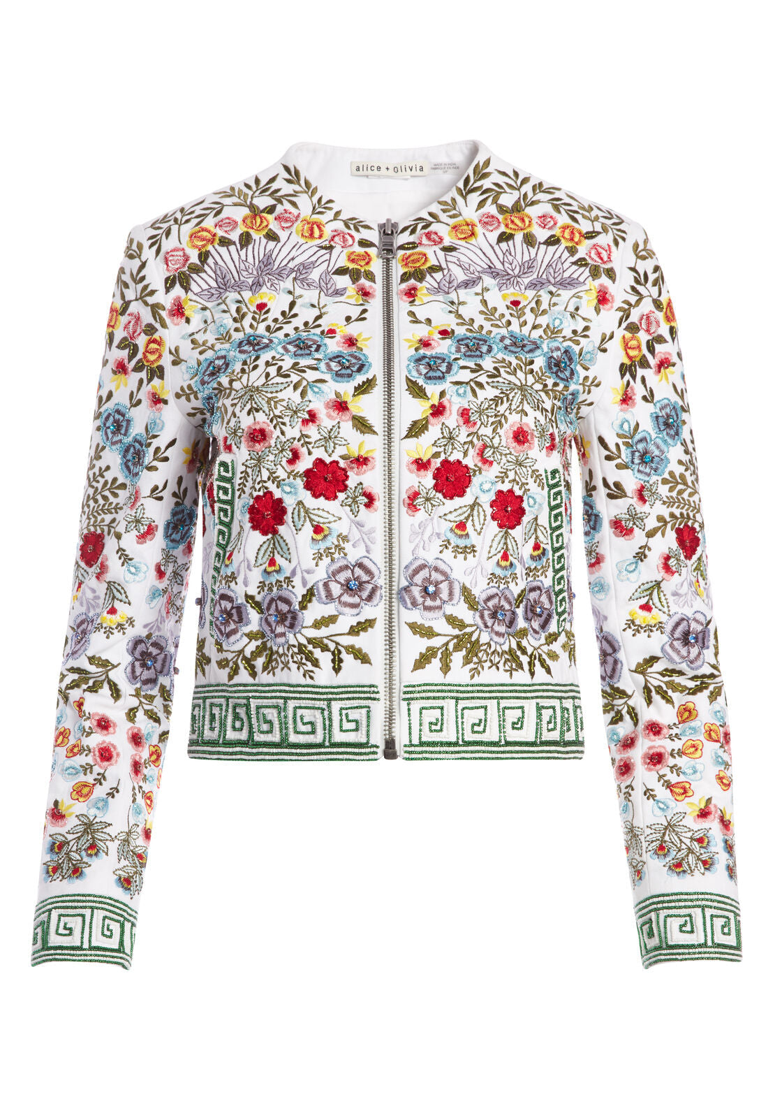 YARDLEY BEADED CROPPED JACKET-WHITE/MULTI-ALICE + OLIVIA