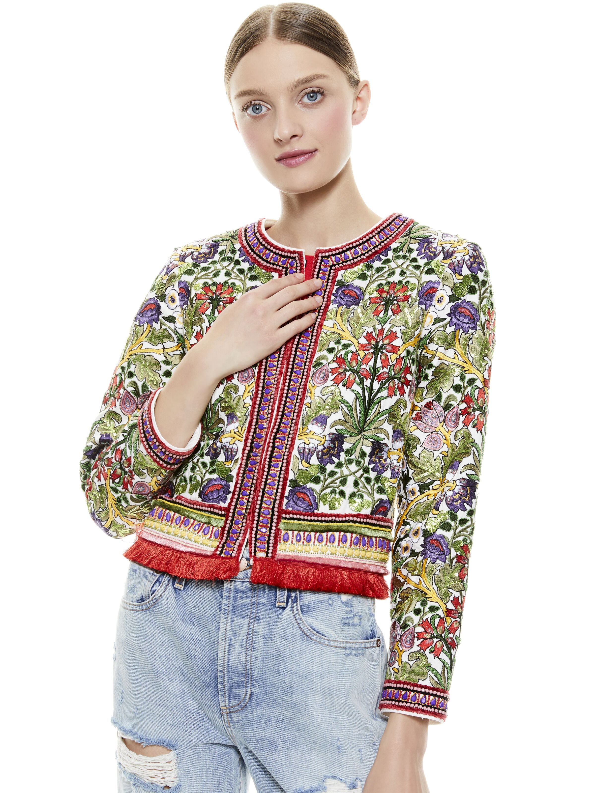 KIDMAN FLORAL EMBROIDERED JACKET-MULTI-ALICE + OLIVIA