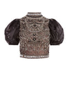 OLINDA MOCK NECK CROP TOP-BLACK/GUNMETAL-ALICE + OLIVIA