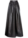 TINA VEGAN LEATHER GOWN SKIRT-Black-ALICE + OLIVIA