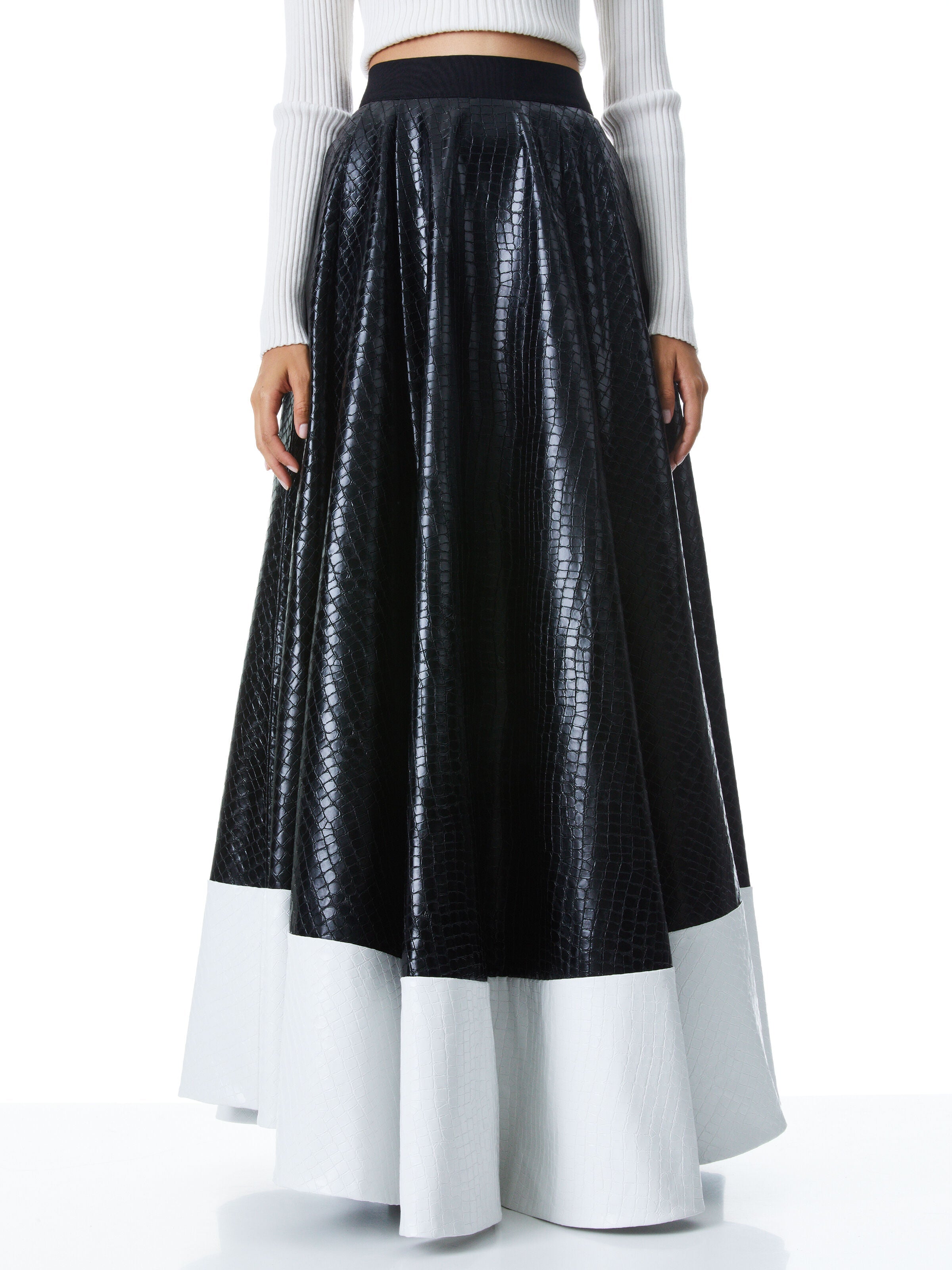 ELENOR VEGAN LEATHER GOWN SKIRT-ALICE + OLIVIA