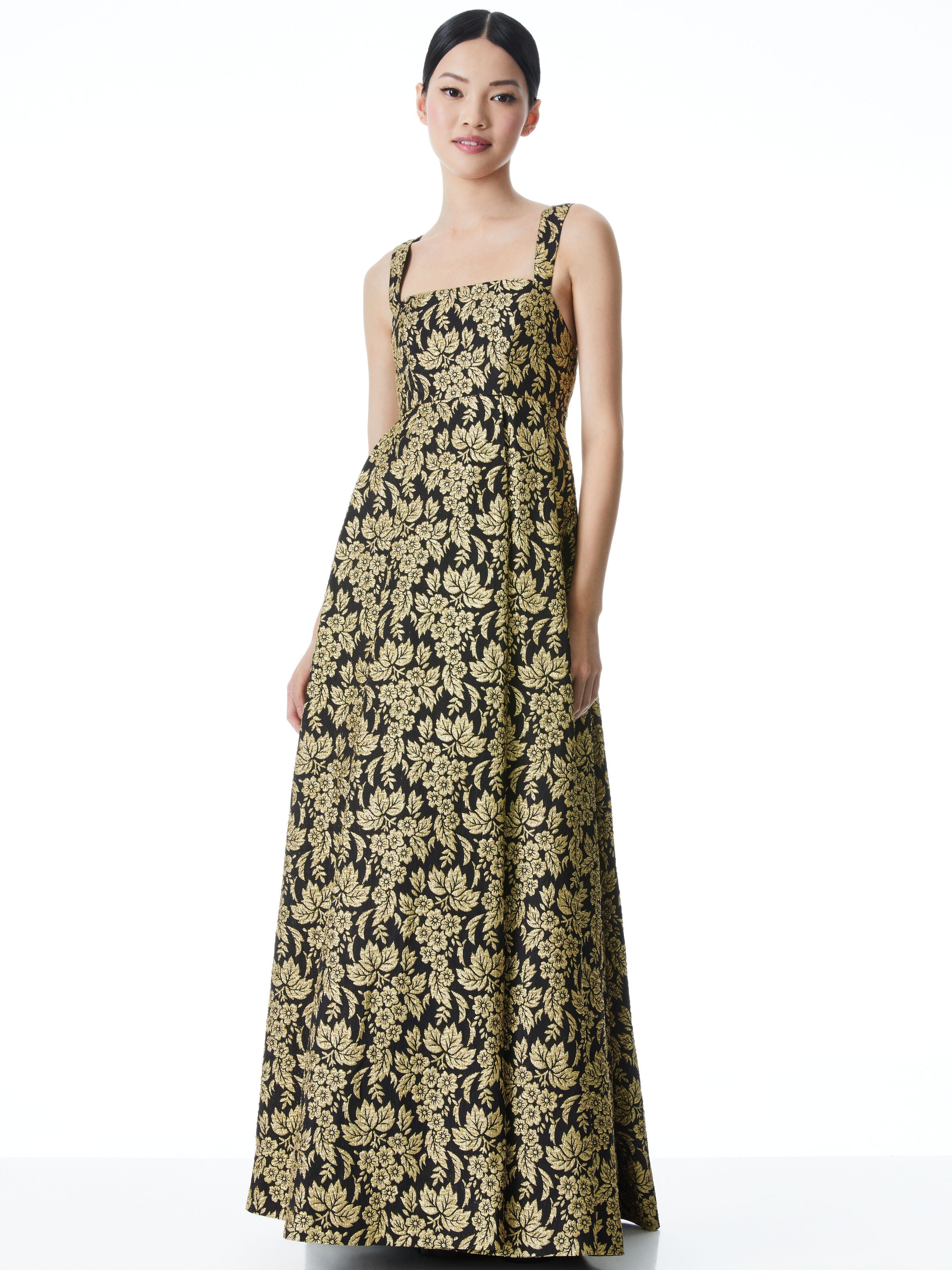 MARLA METALLIC BALL GOWN-BLACK/GOLD-ALICE + OLIVIA