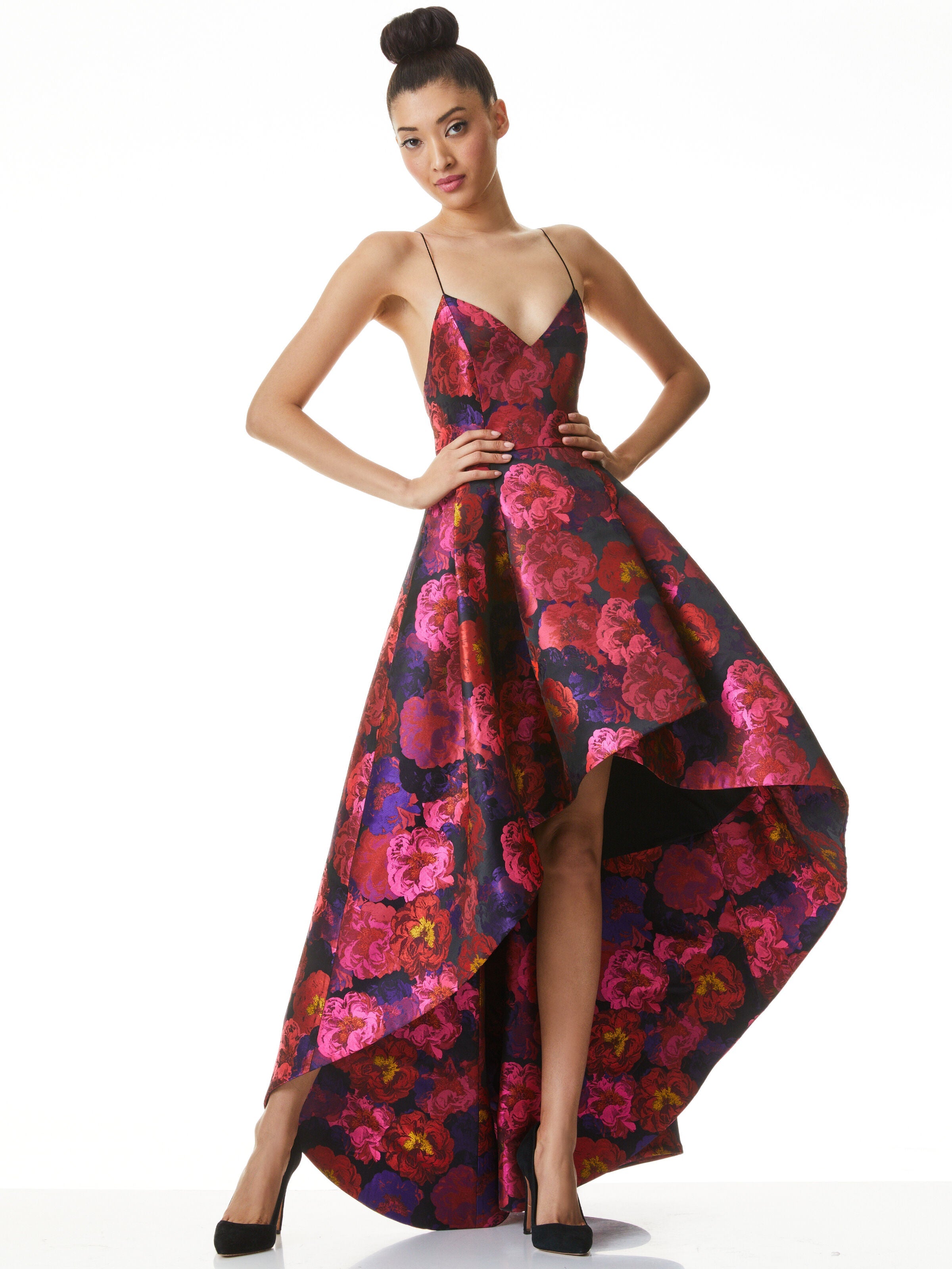 JOSS FLORAL HIGH LOW GOWN-ALICE + OLIVIA