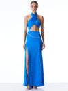 MAY HALTER NECK CHAIN WAIST GOWN-ALICE + OLIVIA