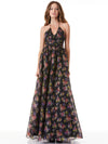 SAORI PRINCESS GOWN-MAGNOLIA FLORAL BLACK-ALICE + OLIVIA