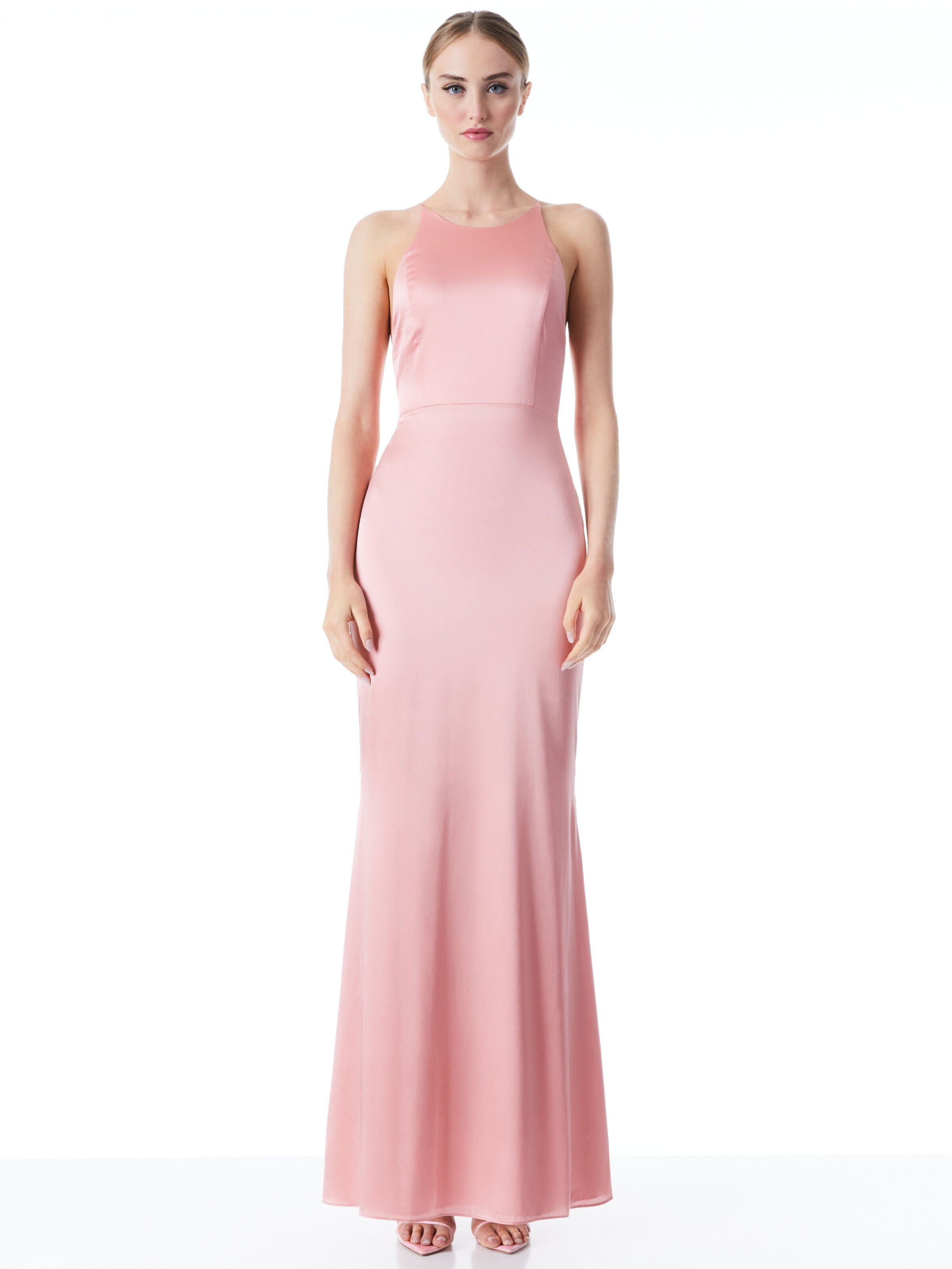 SAMIA HALTER NECK FISHTAIL GOWN-ALICE + OLIVIA