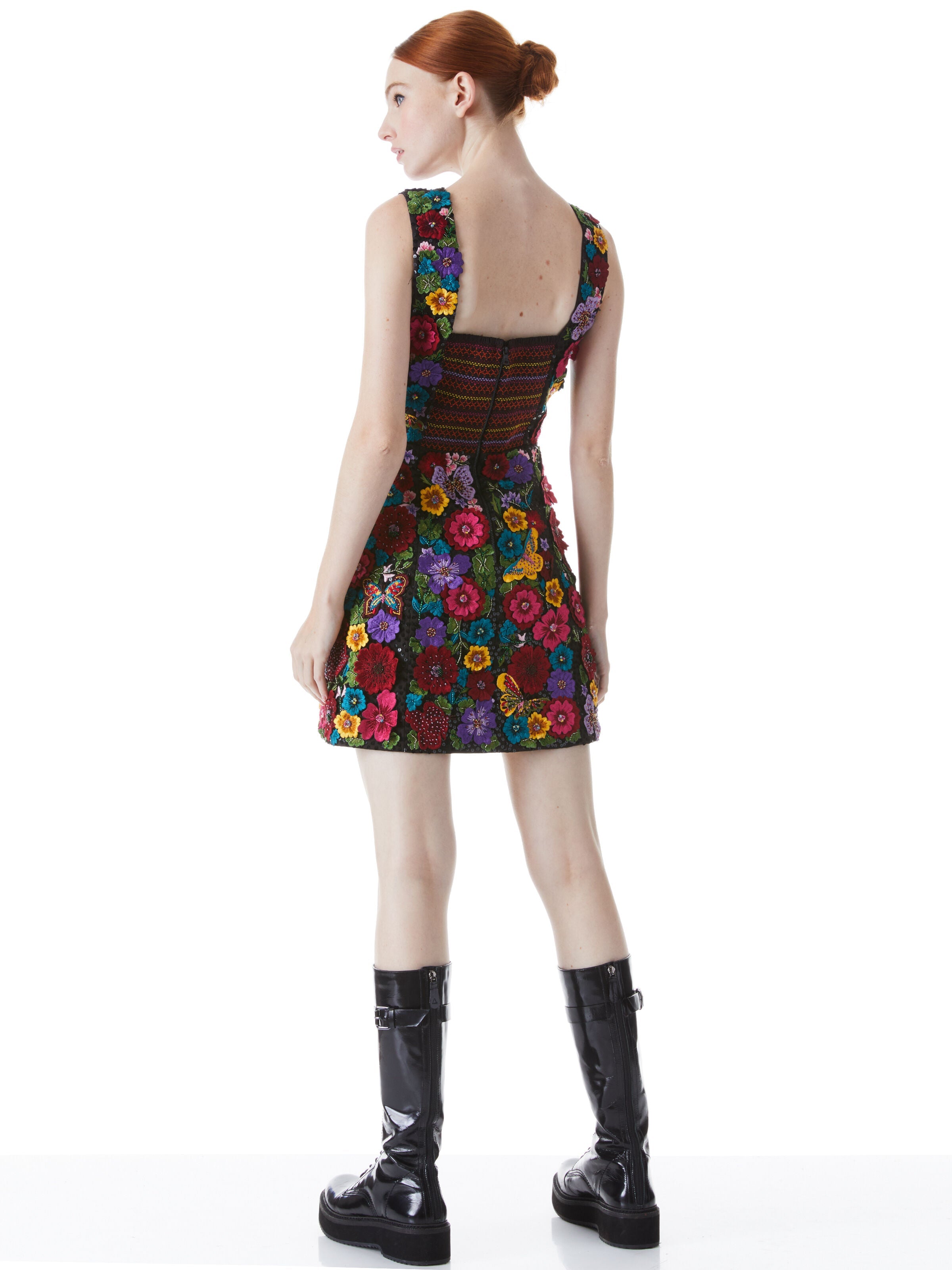LINDSEY EMBROIDERED POUF DRESS-ALICE + OLIVIA