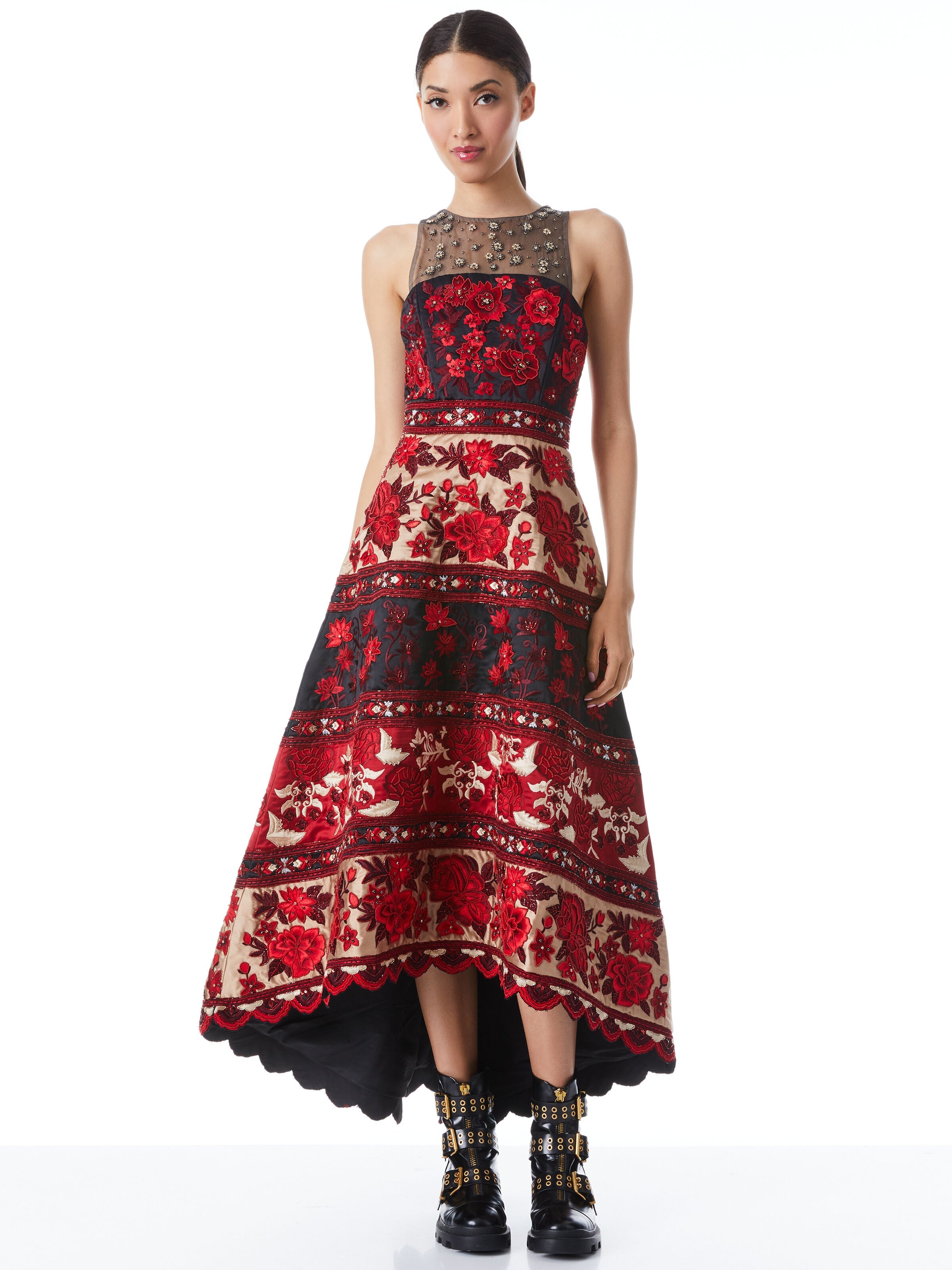 SARAI EMBELLISHED HIGH LOW GOWN-ALICE + OLIVIA