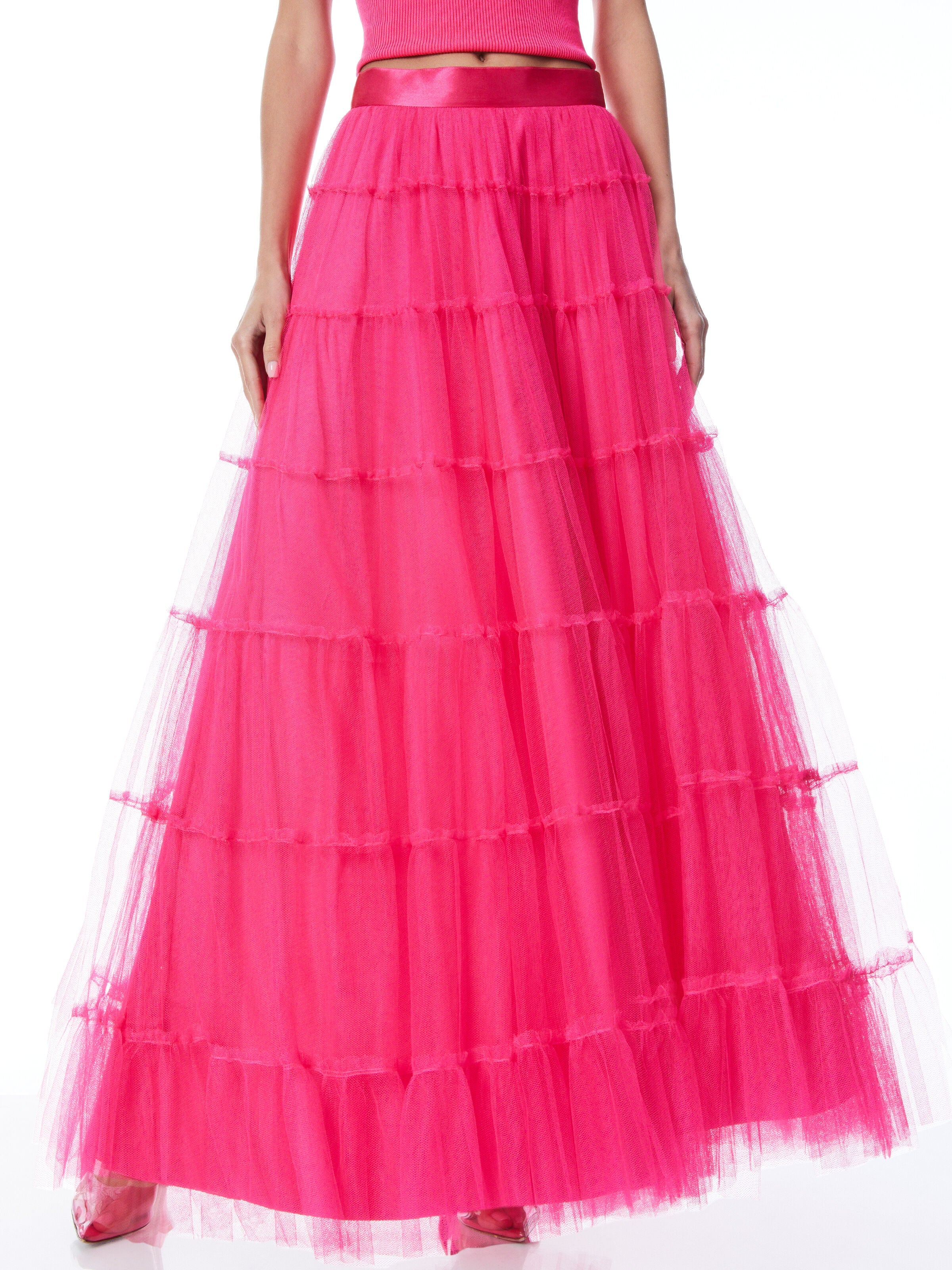 DARCY TULLE MAXI SKIRT-Black-ALICE + OLIVIA