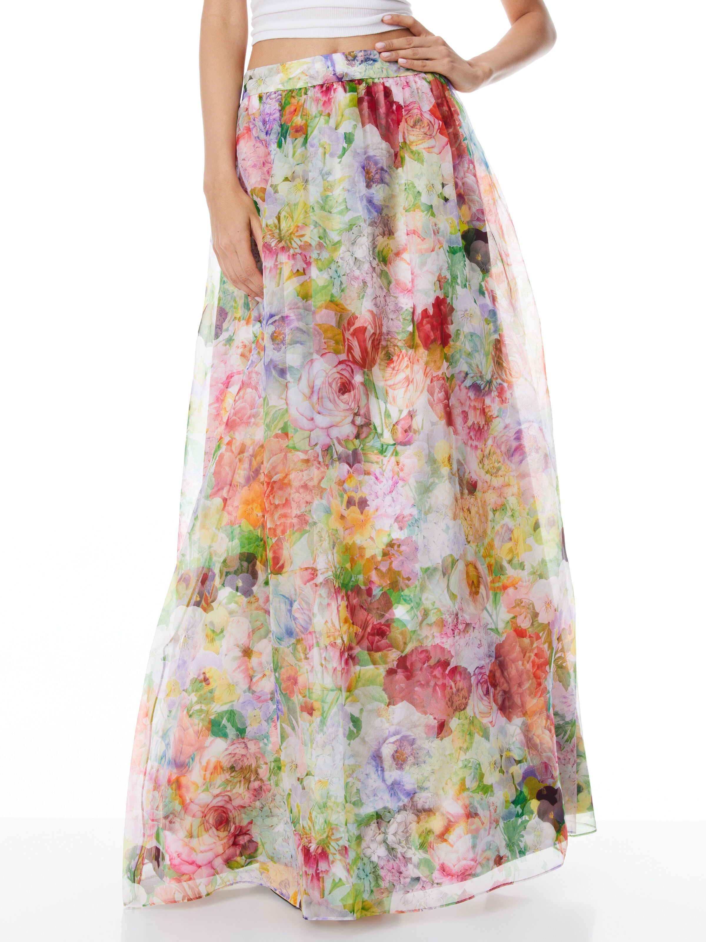 DIXIE MAXI SKIRT-DAWN FLORAL-ALICE + OLIVIA