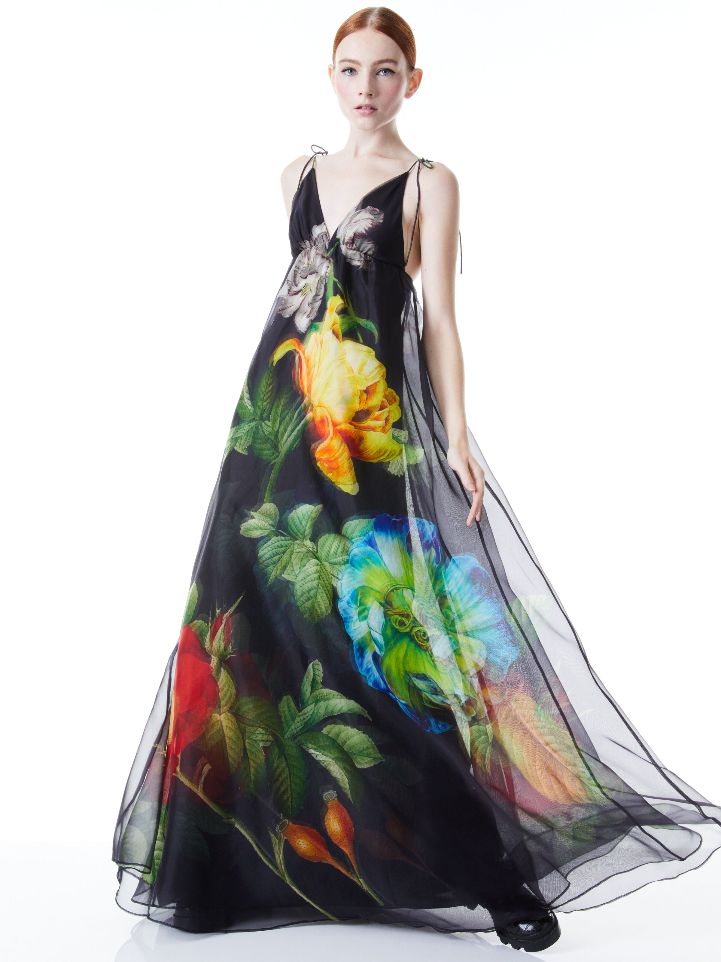 MASSIE TIE STRAP PRINTED GOWN-ALICE + OLIVIA