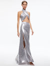 MAY HALTER NECK SEQUIN GOWN-SILVER-ALICE + OLIVIA