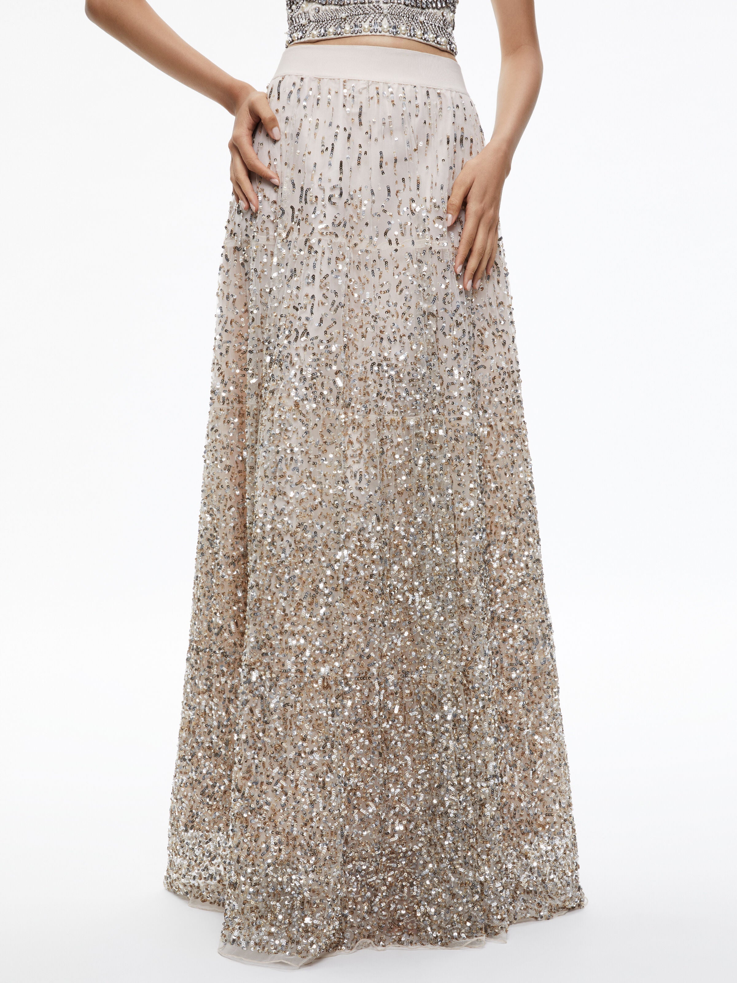 CATRINA SEQUIN EMBELLISHED GOWN SKIRT-ALICE + OLIVIA