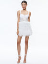 XIA SHEER BUSTIER FEATHERED MINI DRESS-ALICE + OLIVIA