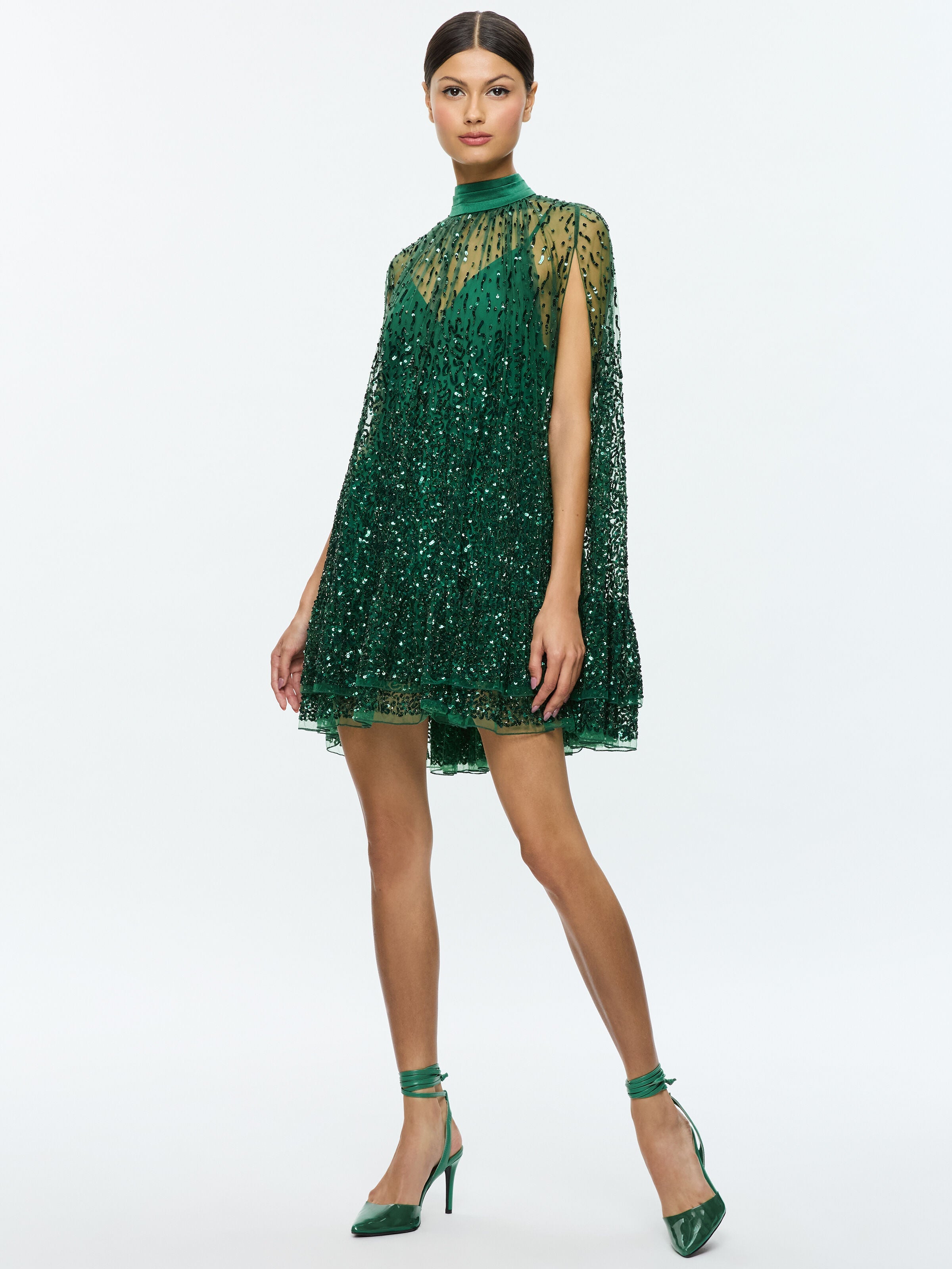 ZENON CAPE MINI DRESS-ALICE + OLIVIA