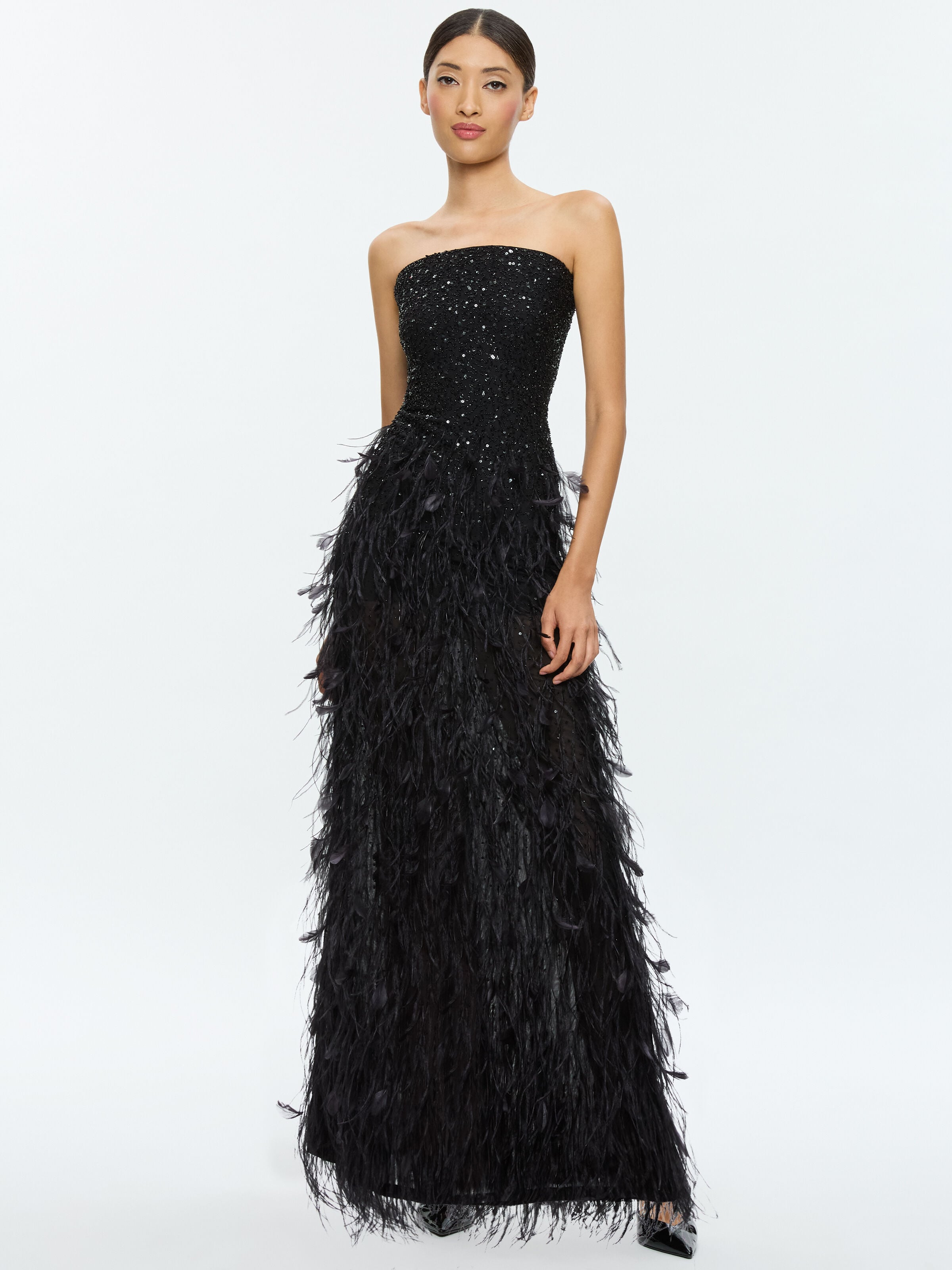 DELORA FEATHERED GOWN-ALICE + OLIVIA