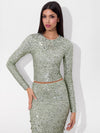 DELAINA EMBELLISHED TOP-SEA SPRAY-ALICE + OLIVIA
