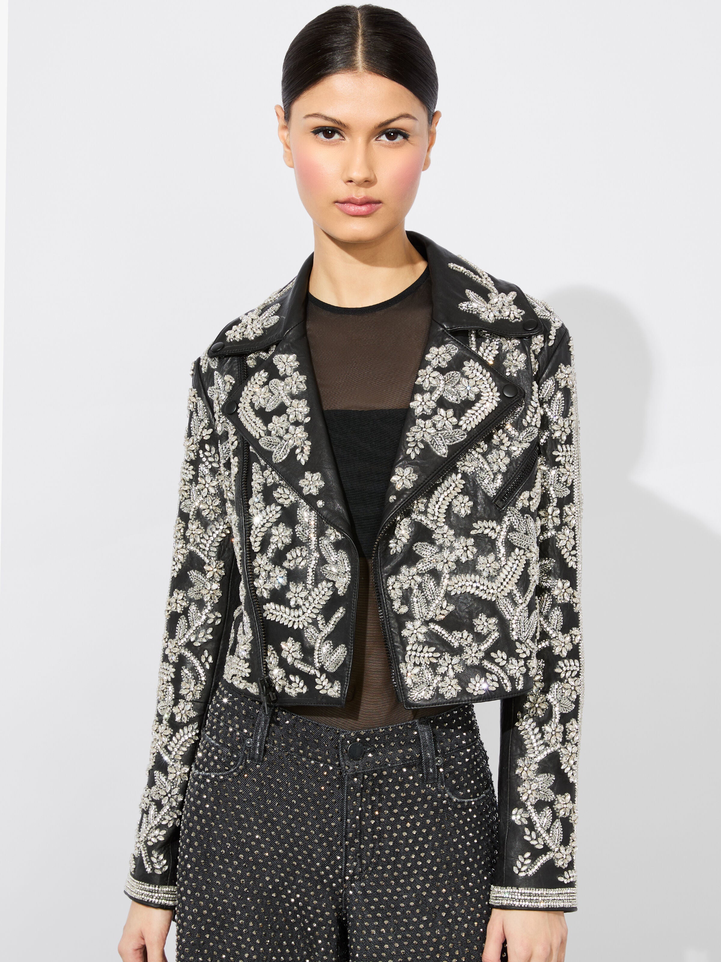 CODY EMBELLISHED LEATHER JACKET-ALICE + OLIVIA
