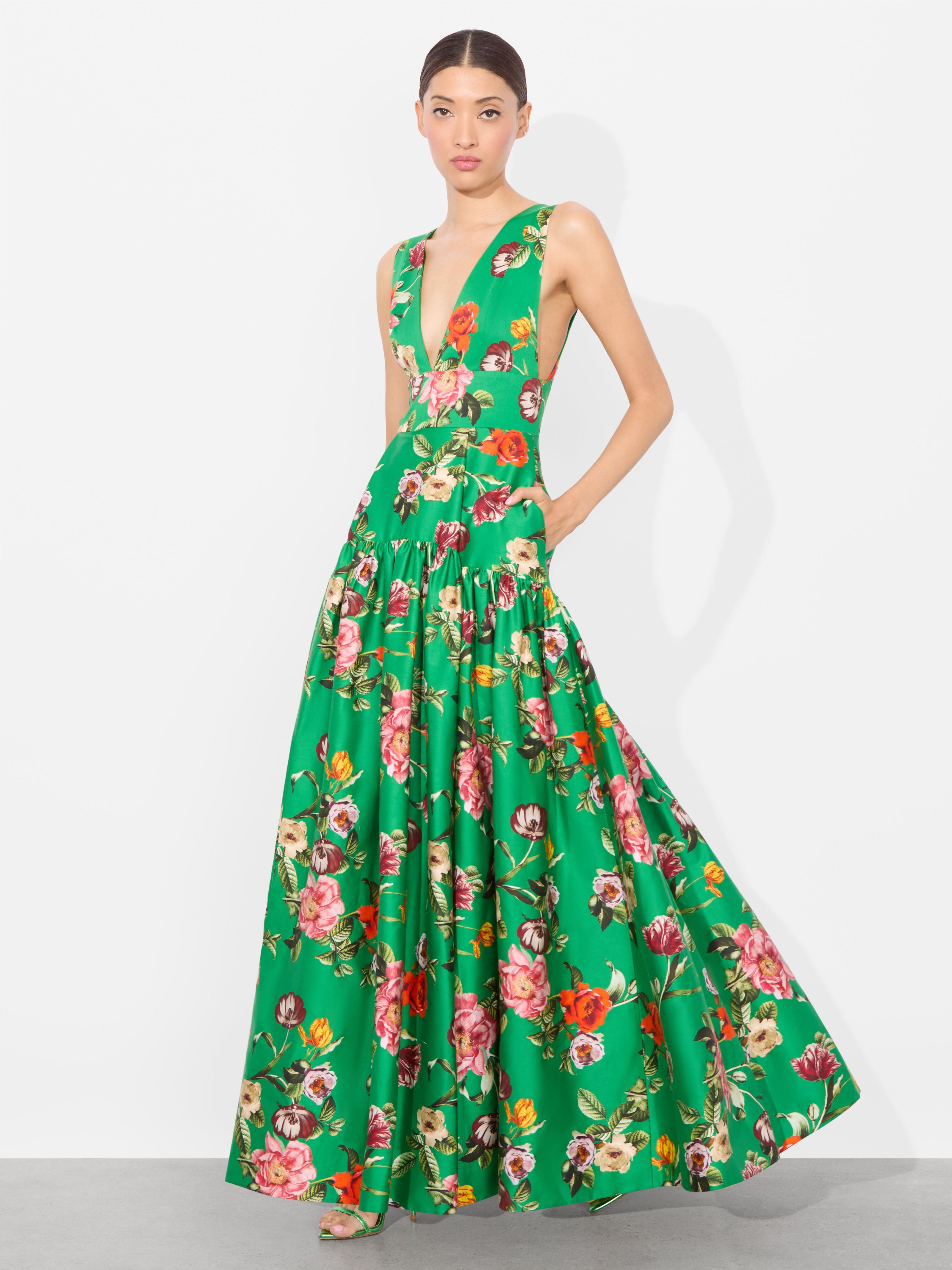 LILA STRUCTURED MAXI DRESS-HAMPTONS FLORAL-ALICE + OLIVIA