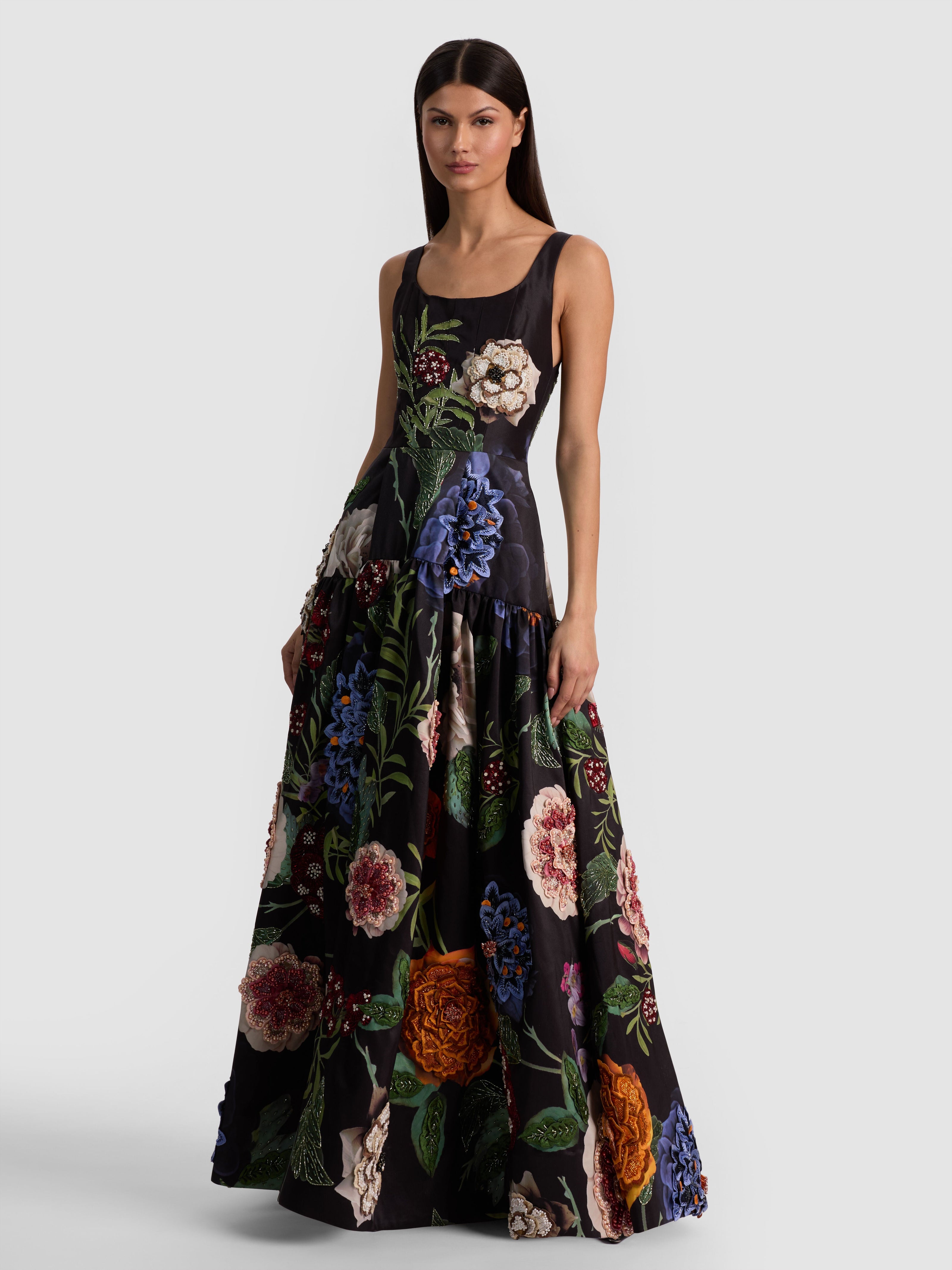MAXINE EMBELLISHED GOWN-MAGIC GARDEN GRADIENT-ALICE + OLIVIA