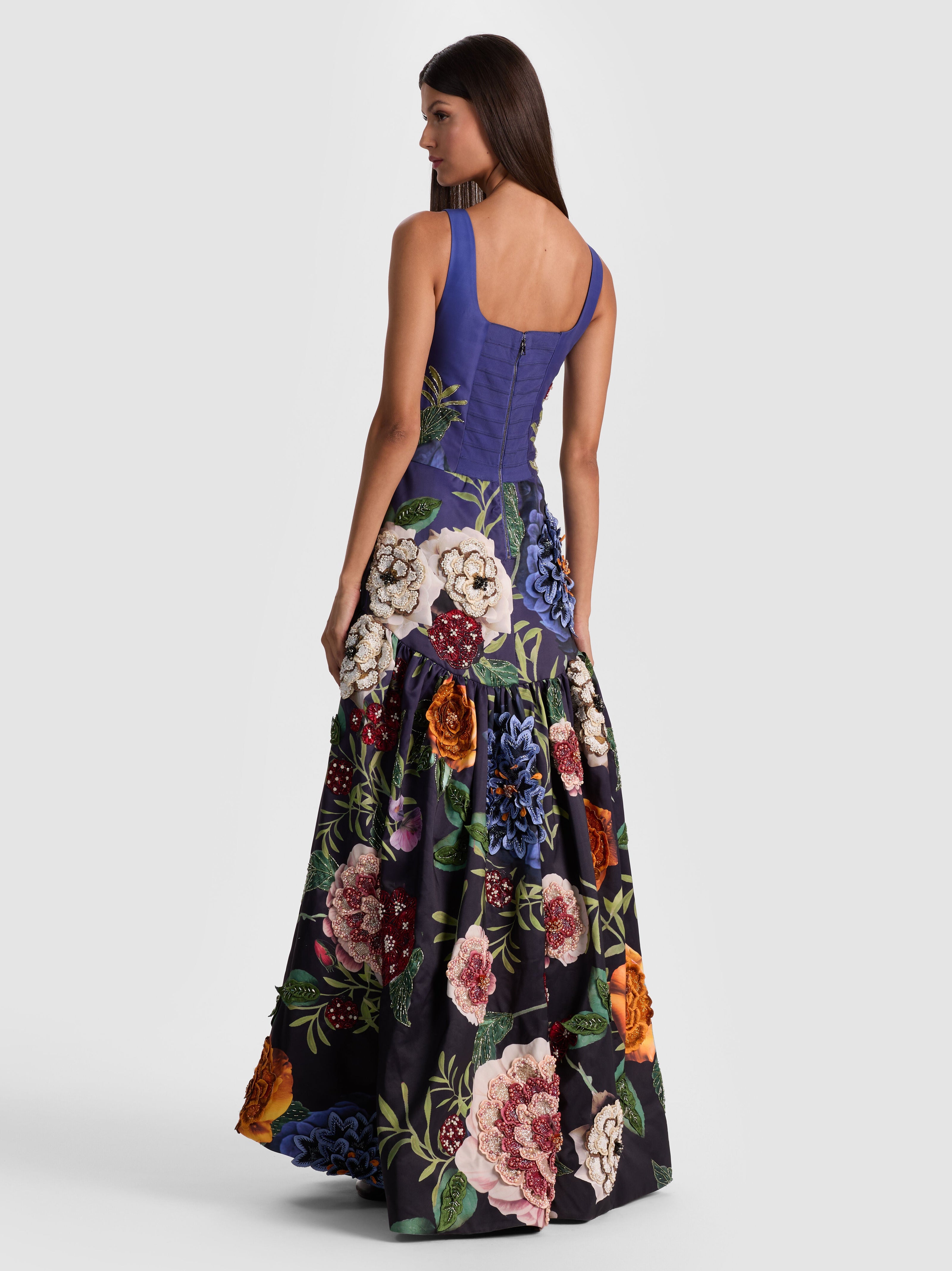 MAXINE EMBELLISHED GOWN-MAGIC GARDEN GRADIENT-ALICE + OLIVIA