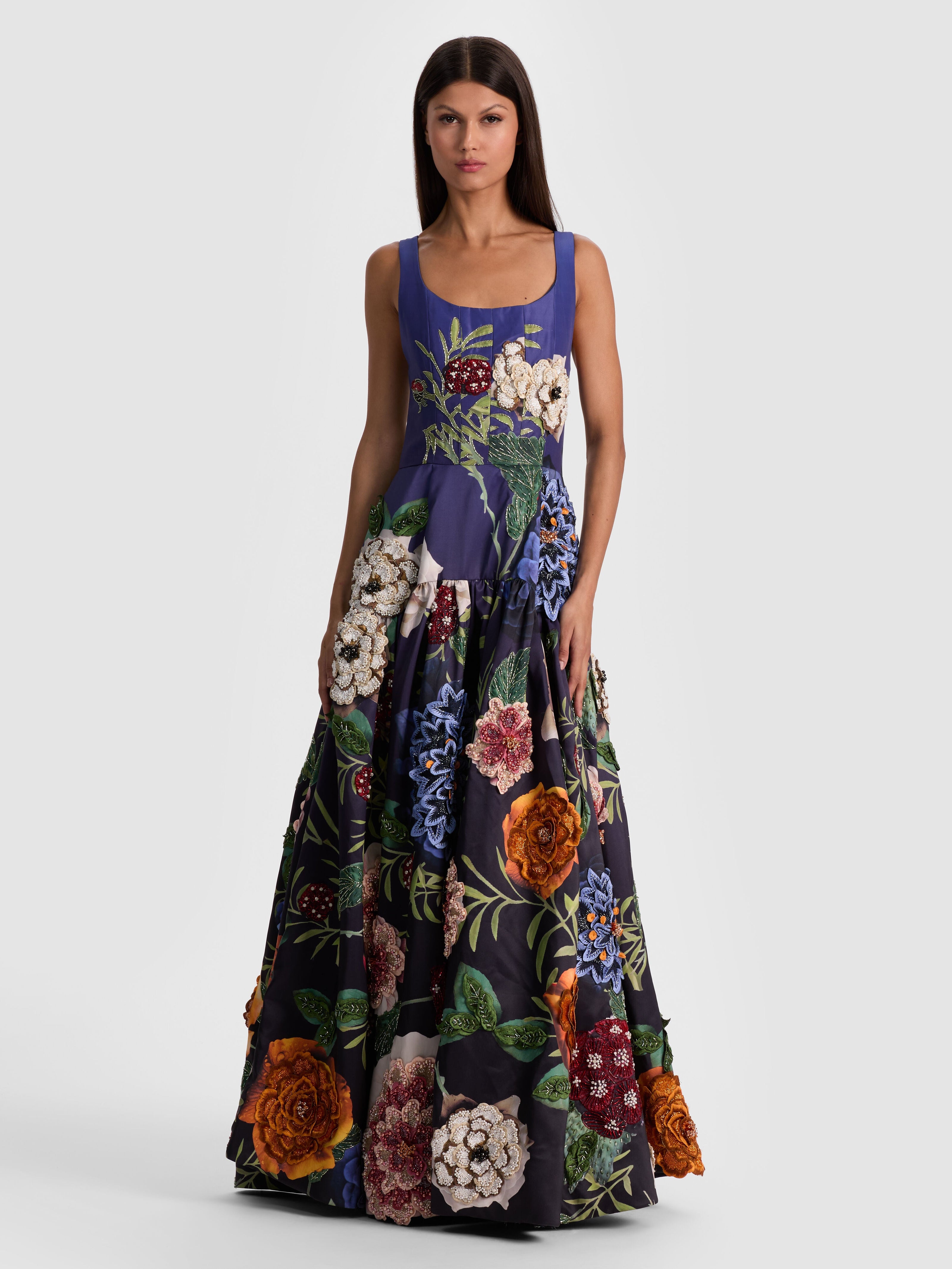 MAXINE EMBELLISHED GOWN-MAGIC GARDEN GRADIENT-ALICE + OLIVIA