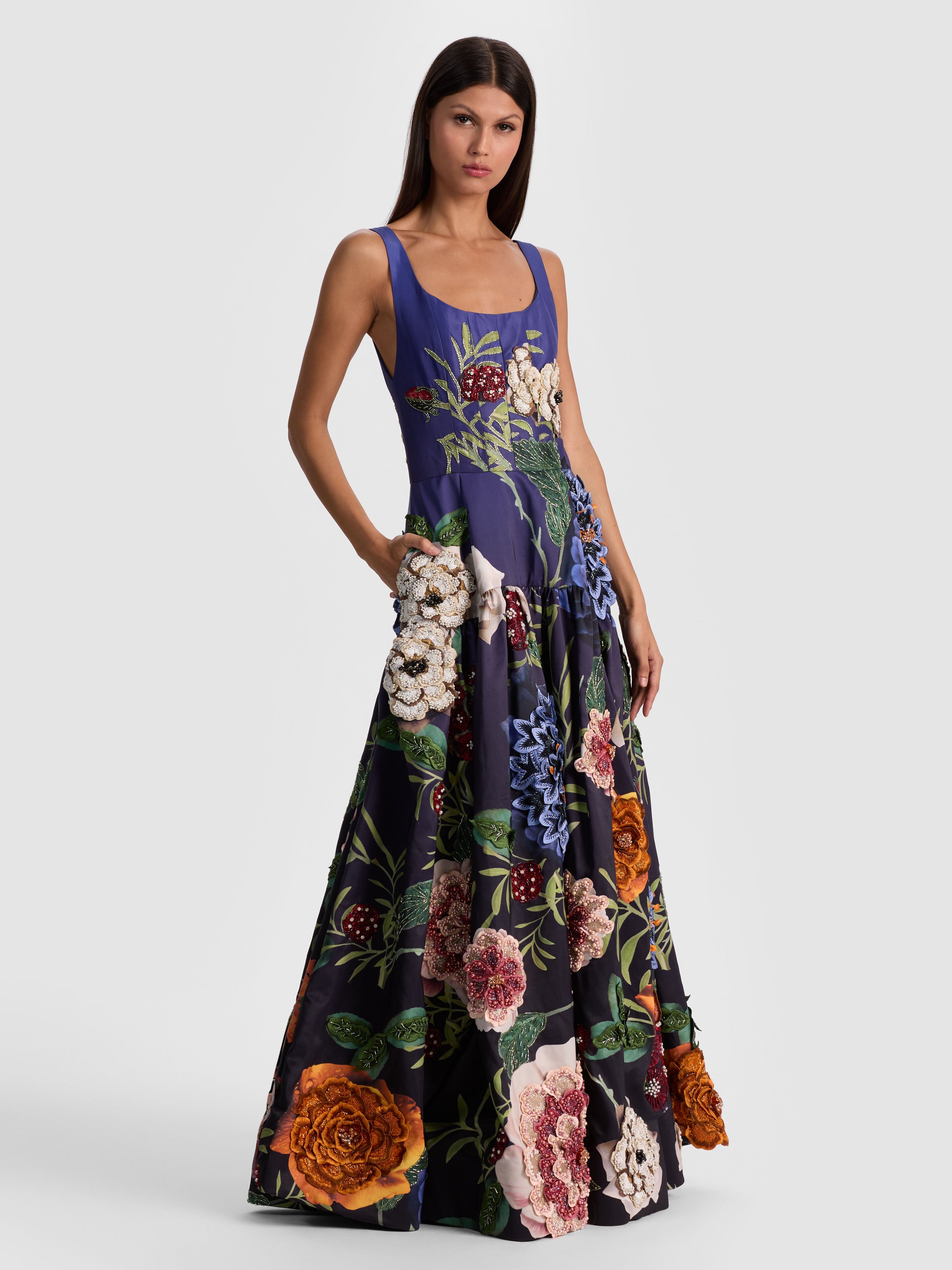 MAXINE EMBELLISHED GOWN-MAGIC GARDEN GRADIENT-ALICE + OLIVIA