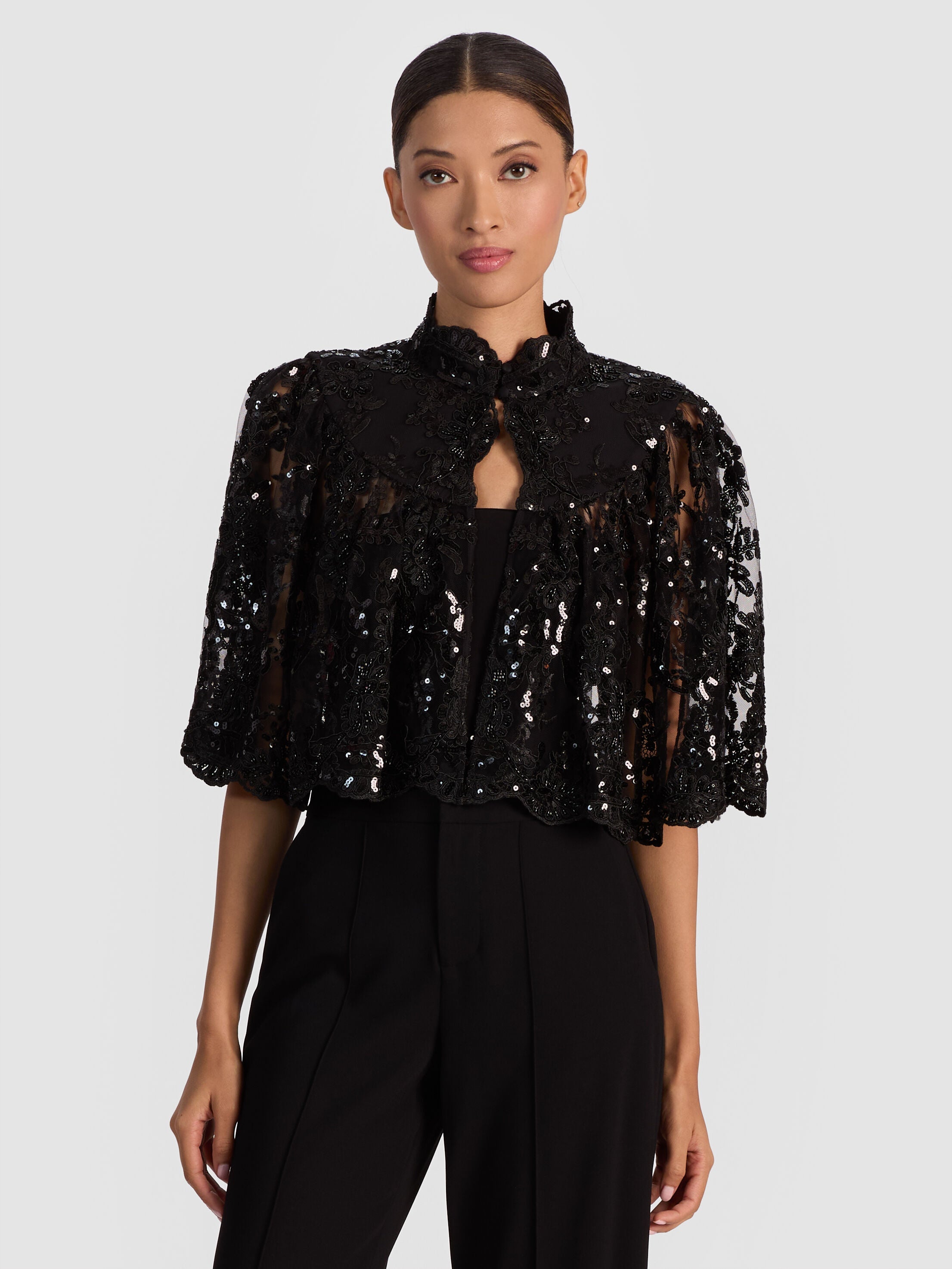 AURELIA EMBELLISHED LACE CAPELET