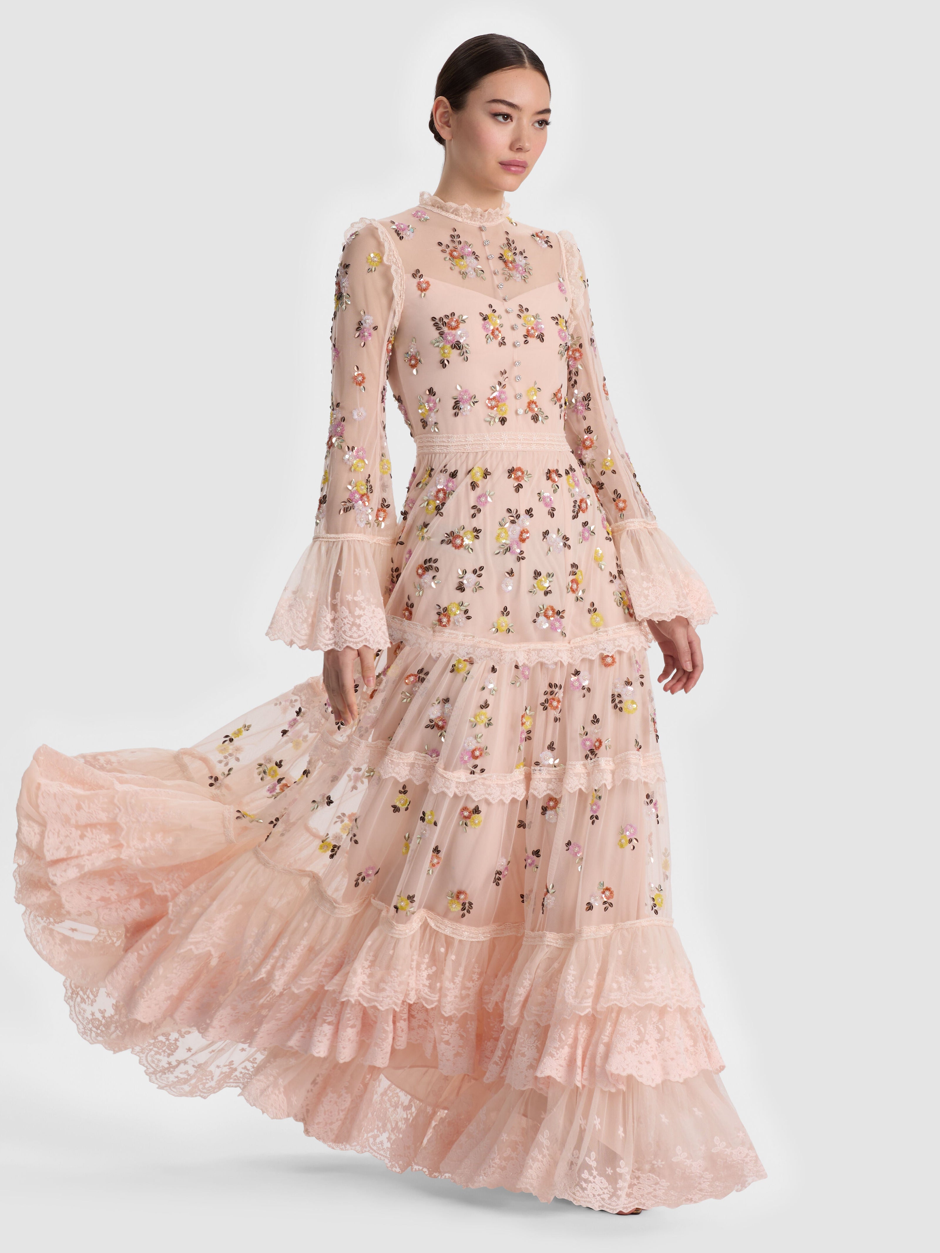 ALLEGRA EMBELLISHED LACE MAXI GOWN-ALICE + OLIVIA