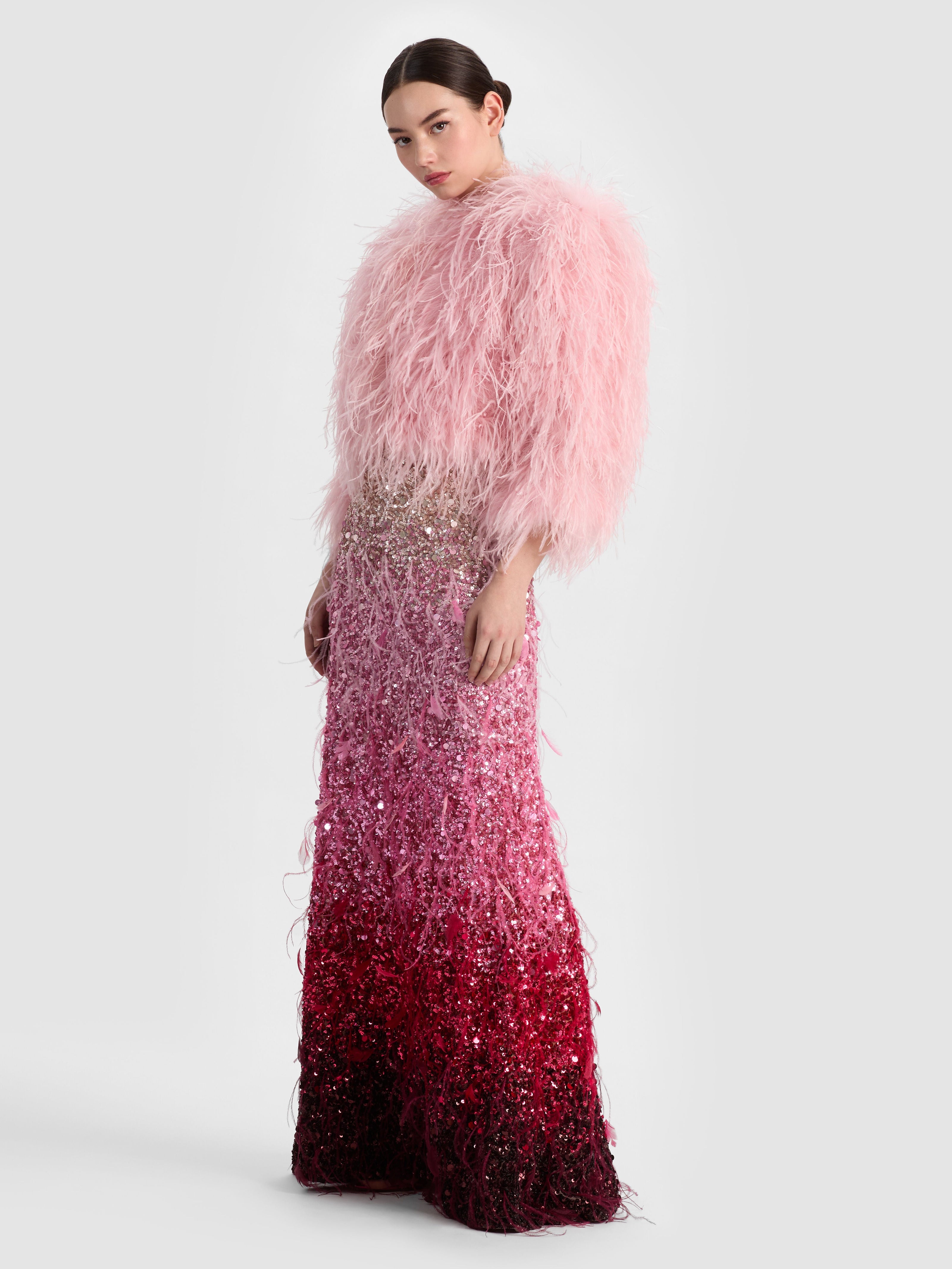 ASHTON FEATHERED SKIRT-ALICE + OLIVIA