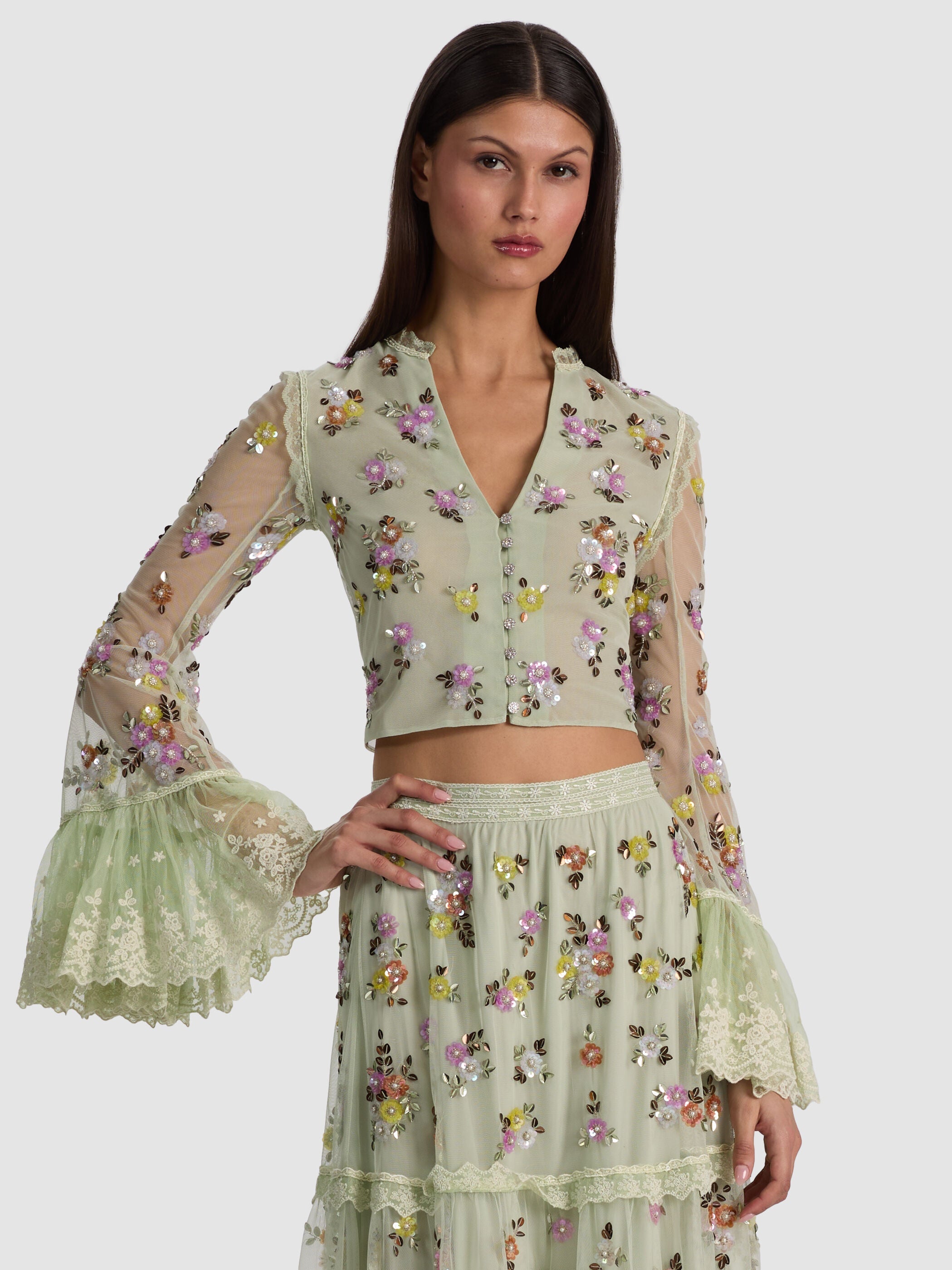 ALLEGRA EMBELLISHED TOP-ALICE + OLIVIA