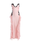 SHELBA RUFFLED GOWN-ENGLISH ROSE/BLACK-ALICE + OLIVIA