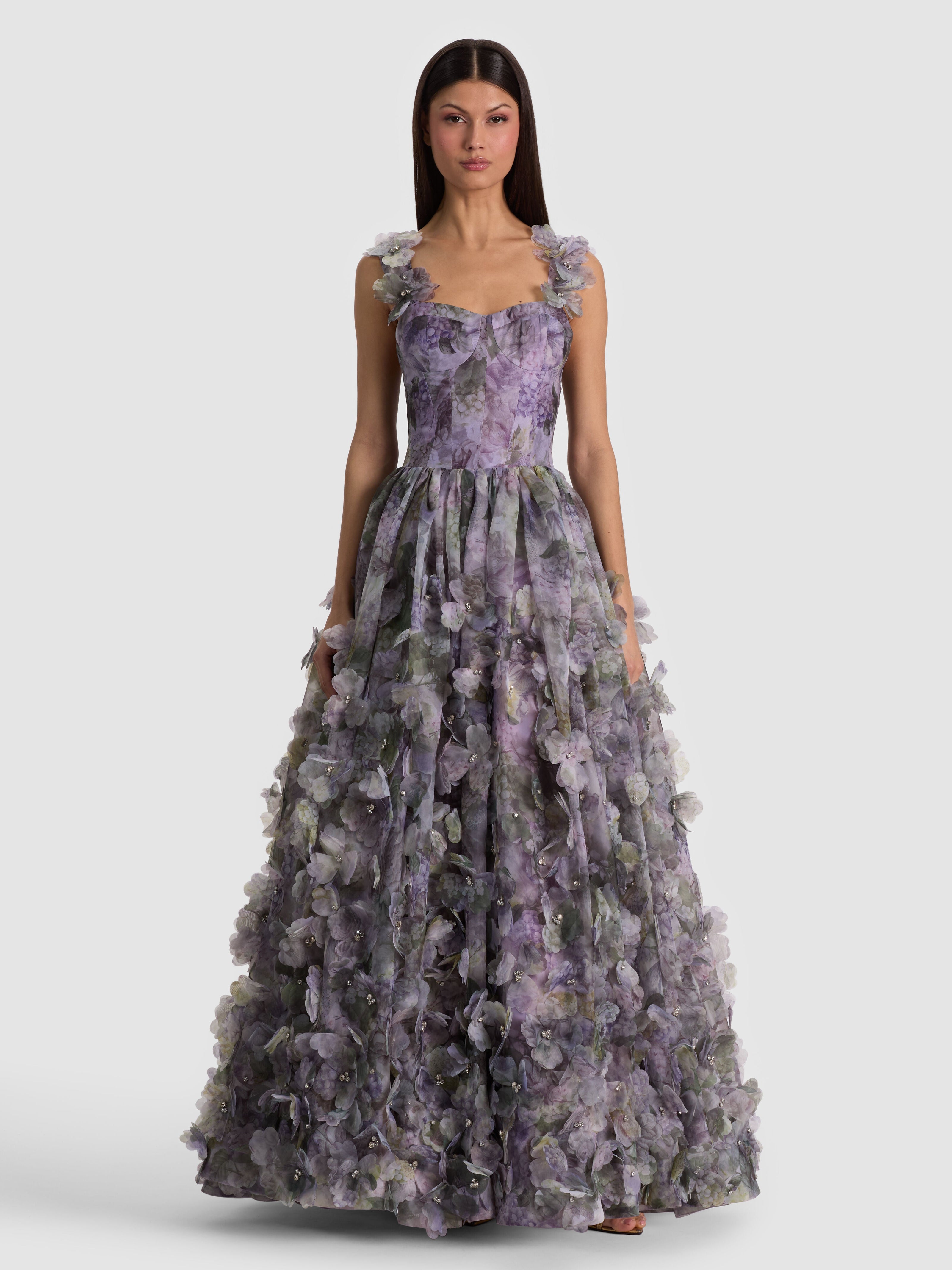 CALISSA EMBELLISHED BALLGOWN-SEA BREEZE LAVENDER-ALICE + OLIVIA