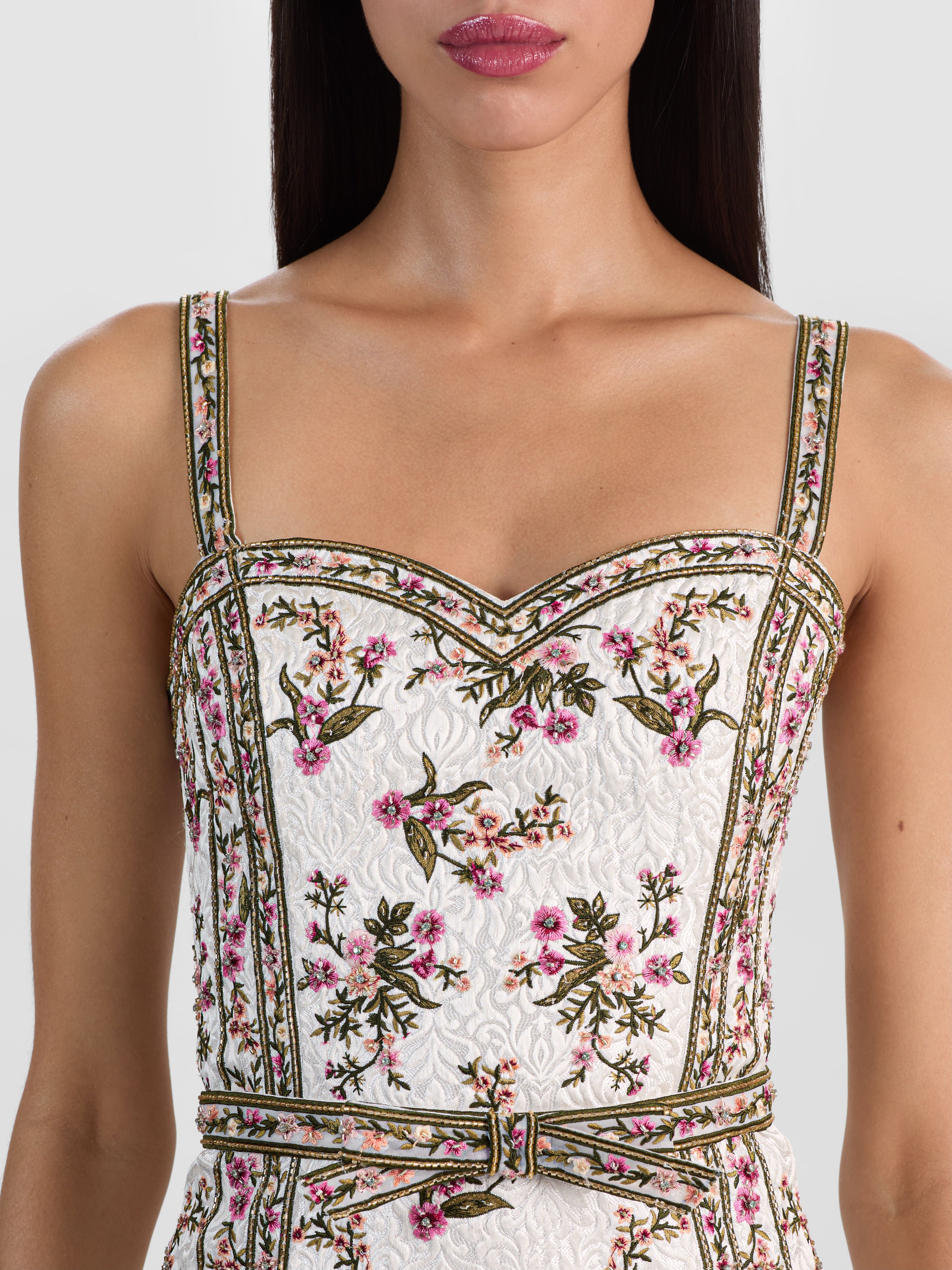 KATIA EMBELL EMBR SWEETHEART LANTERN MINI GOWN-OFF WHITE/MULTI-ALICE + OLIVIA