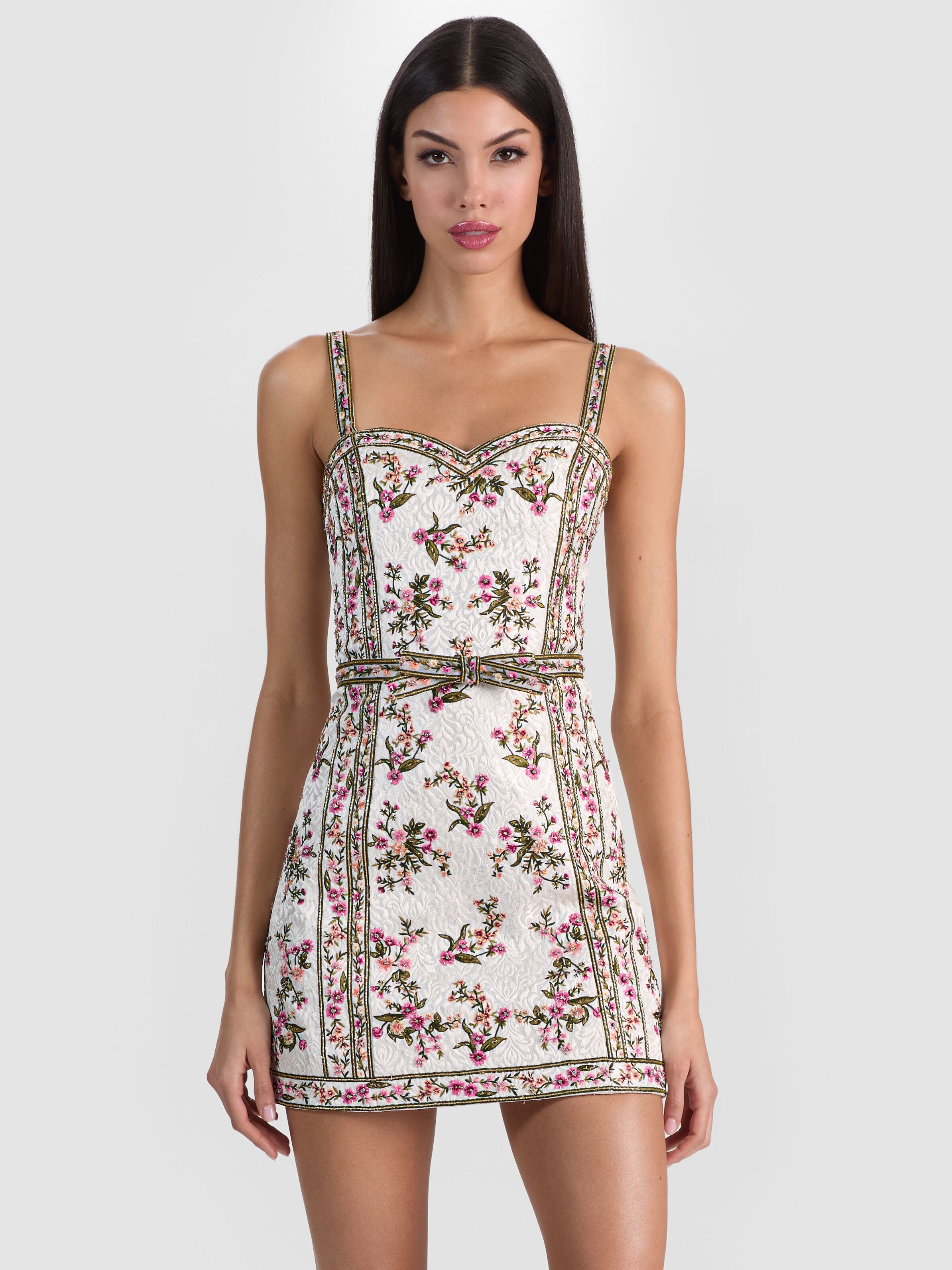 KATIA EMBELL EMBR SWEETHEART LANTERN MINI GOWN-OFF WHITE/MULTI-ALICE + OLIVIA