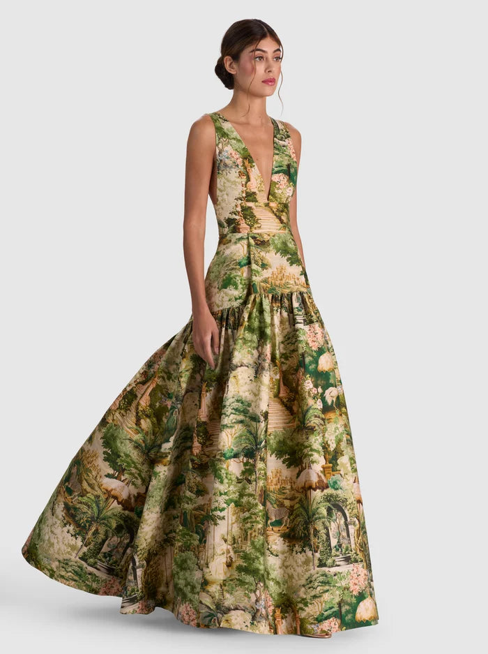 LILA STRUCTURED MAXI DRESS-TERRAIN LG-ALICE + OLIVIA