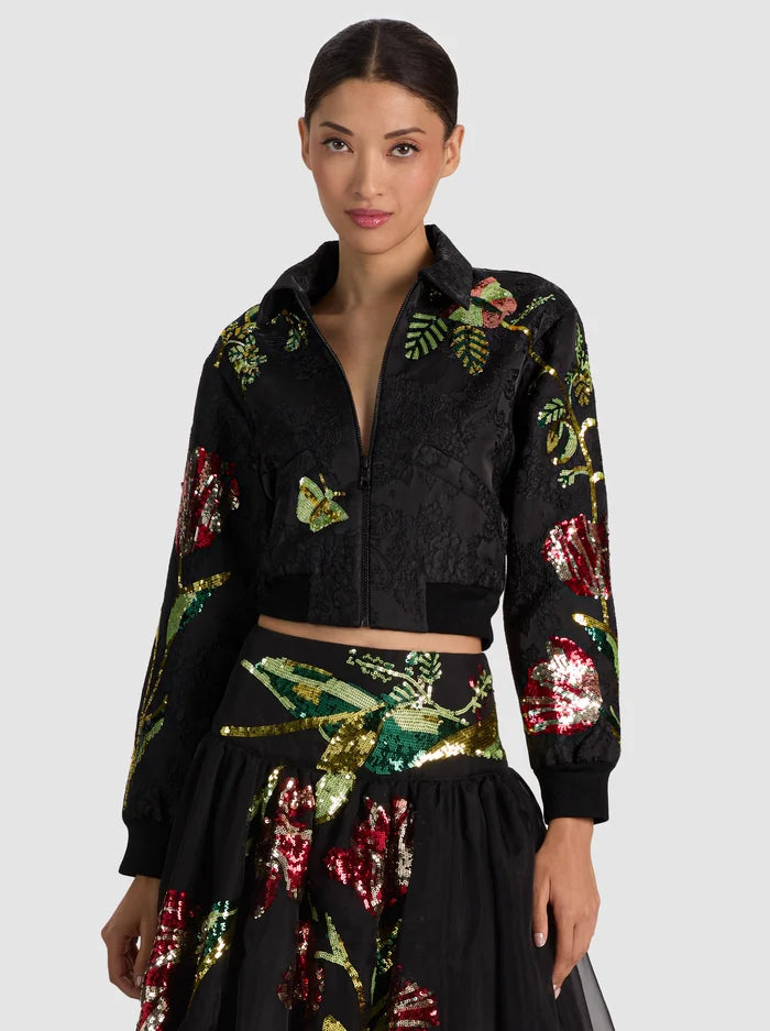 EDMOND EMBELL SHRUNKEN VARSITY JACKET-SOFT TULIP BLACK-ALICE + OLIVIA