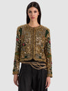 KIDMAN BOXY EMBELL JACKET-GOLD/MULTI-ALICE + OLIVIA