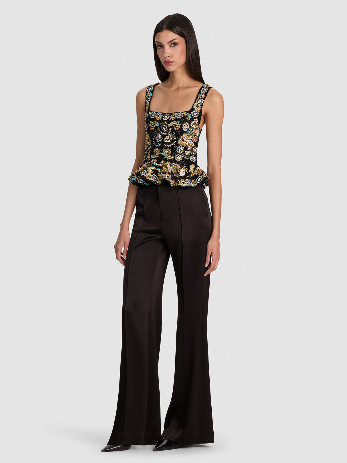 LILIANNA EMBELLISHED CORSET TOP - BLACK/MULTI