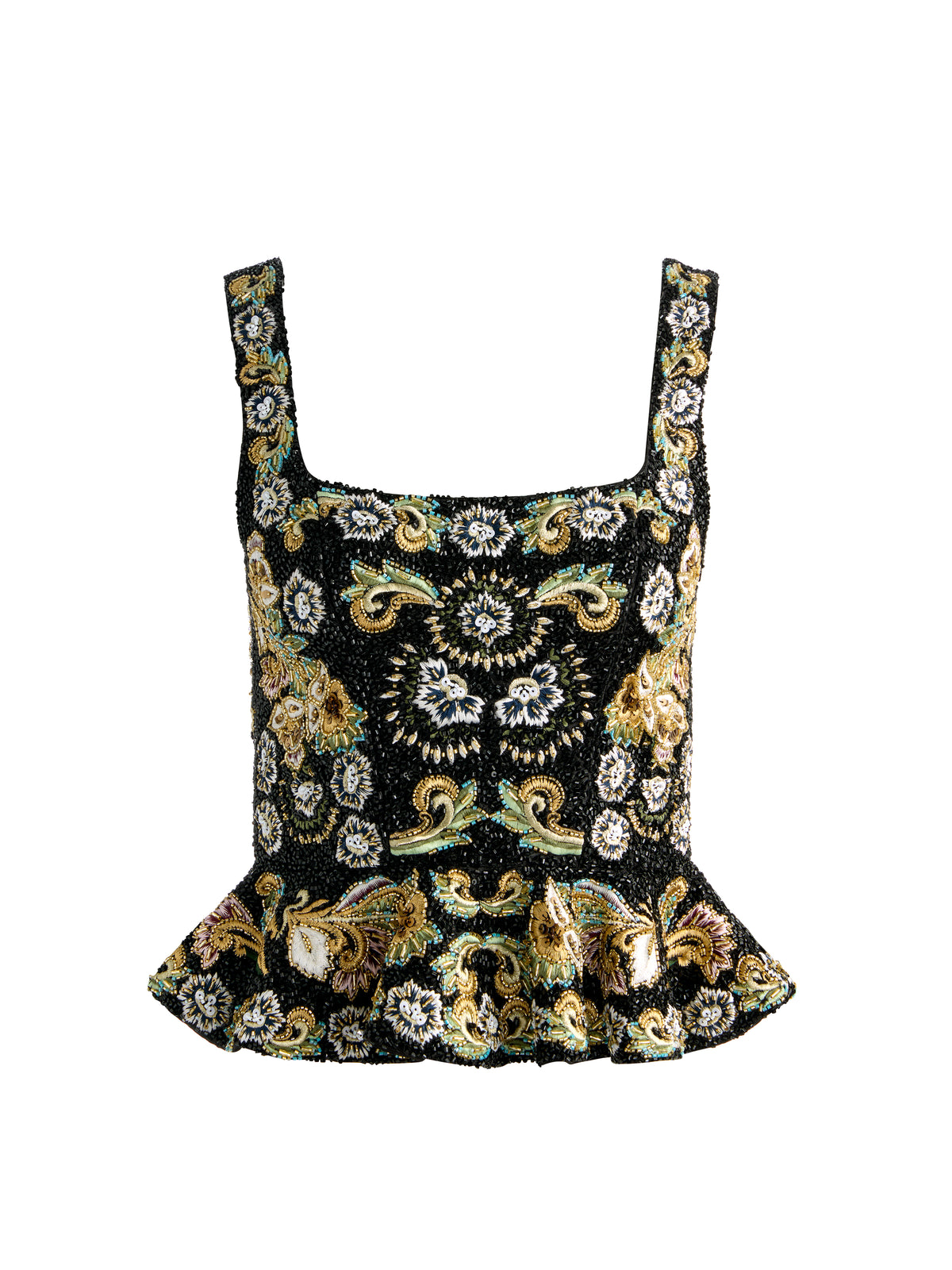 LILIANNA EMBELLISHED CORSET TOP - BLACK/MULTI