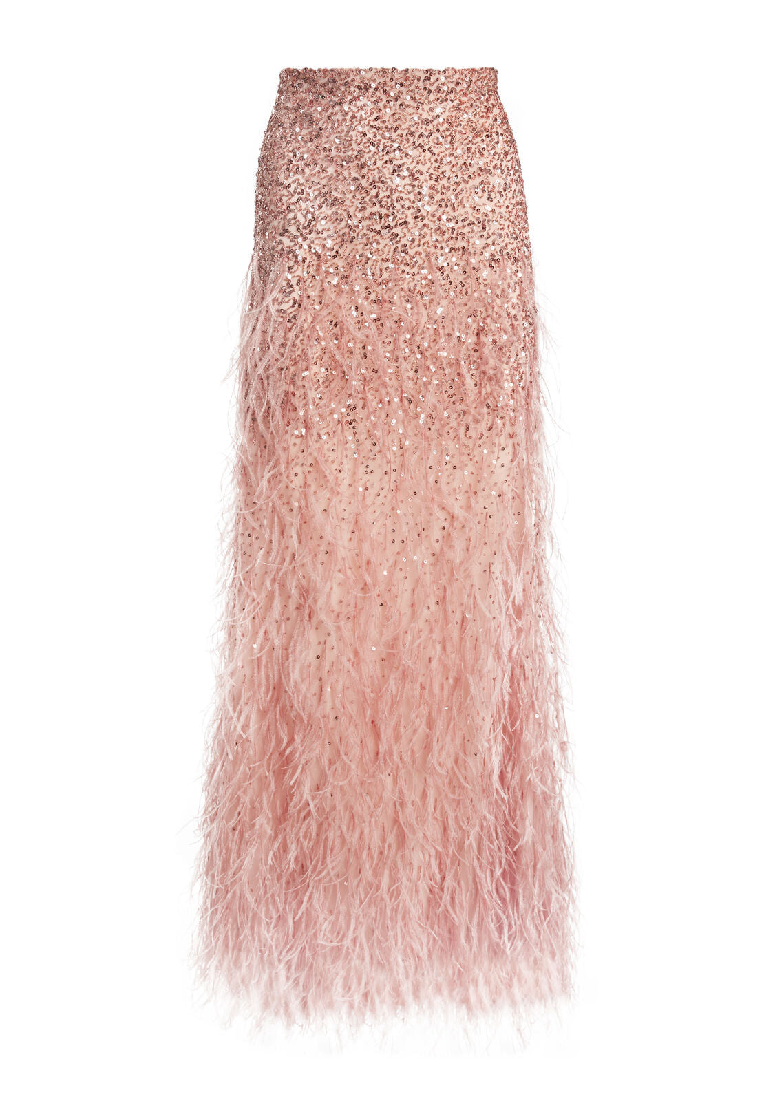ASHTON EMB FSHTL SKT W FTHRS-ROSE GOLD-ALICE + OLIVIA