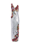 FRANCIE EMBELLISHED GOWN-SILVER MULTI-ALICE + OLIVIA