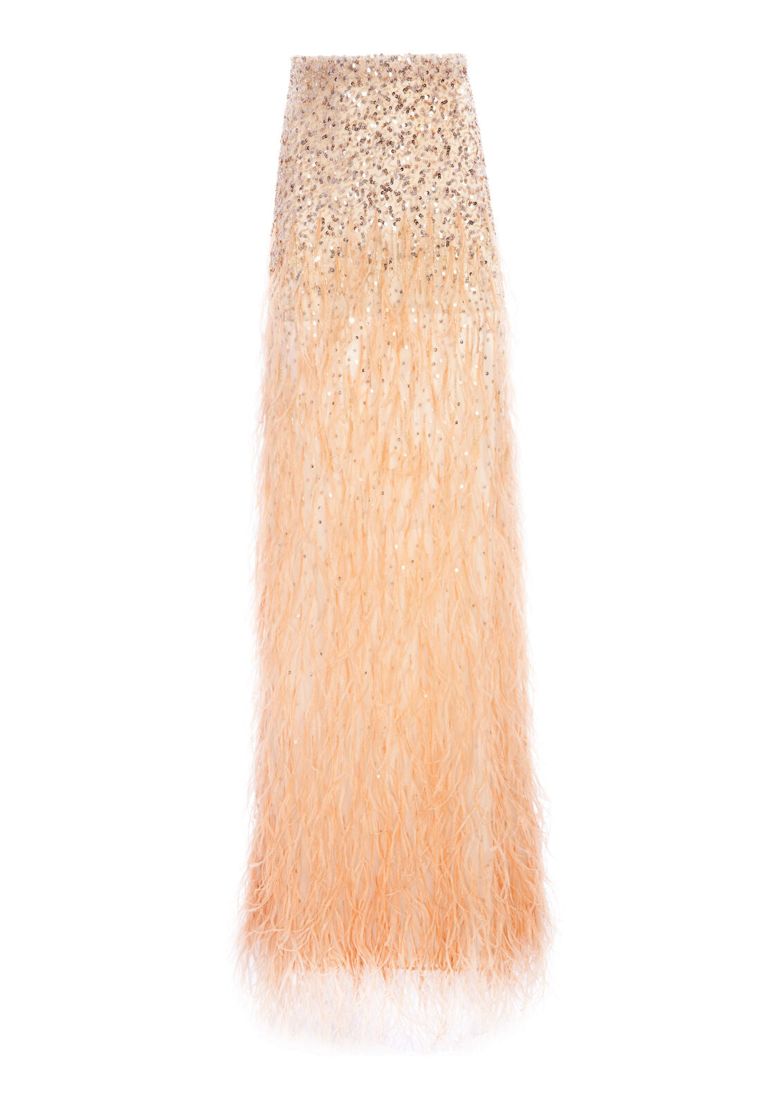 ASHTON FEATHERED SEQUIN MAXI SKIRT-CHAMPAGNE-ALICE + OLIVIA