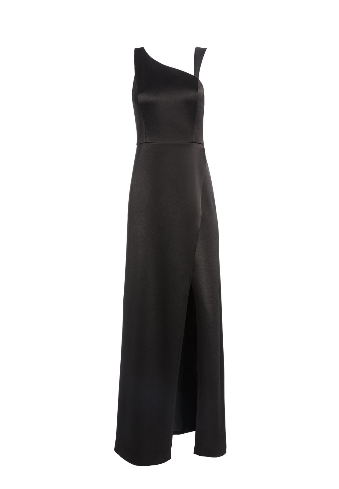 PAMELA LEATHER COMBO SLIT GOWN-Black-ALICE + OLIVIA
