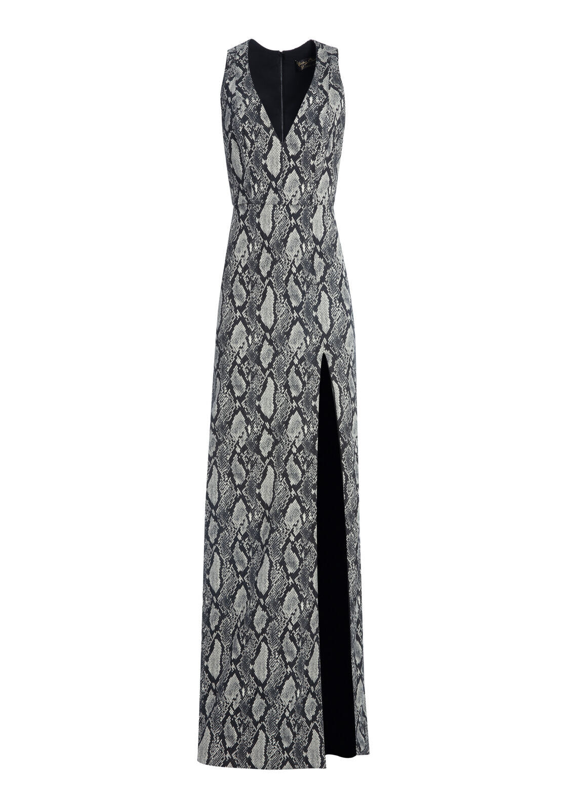 CELESTE SNAKE SKIN SLIT GOWN-BLK MULTI-ALICE + OLIVIA