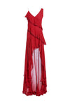 MARIANA HIGH LOW TIERED GOWN-BORDEAUX-ALICE + OLIVIA