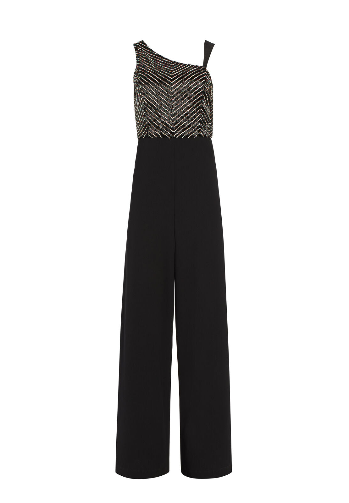 LINA CRYSTAL JUMPSUIT WITH LEATHER-Black-ALICE + OLIVIA