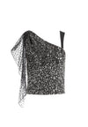 BLISS ASYMMETRICAL SEQUIN TOP-BLACK/SILVER-ALICE + OLIVIA
