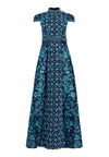 NIDIA MOCK NECK EMBROIDERED GOWN-AZURE/MULTI-ALICE + OLIVIA