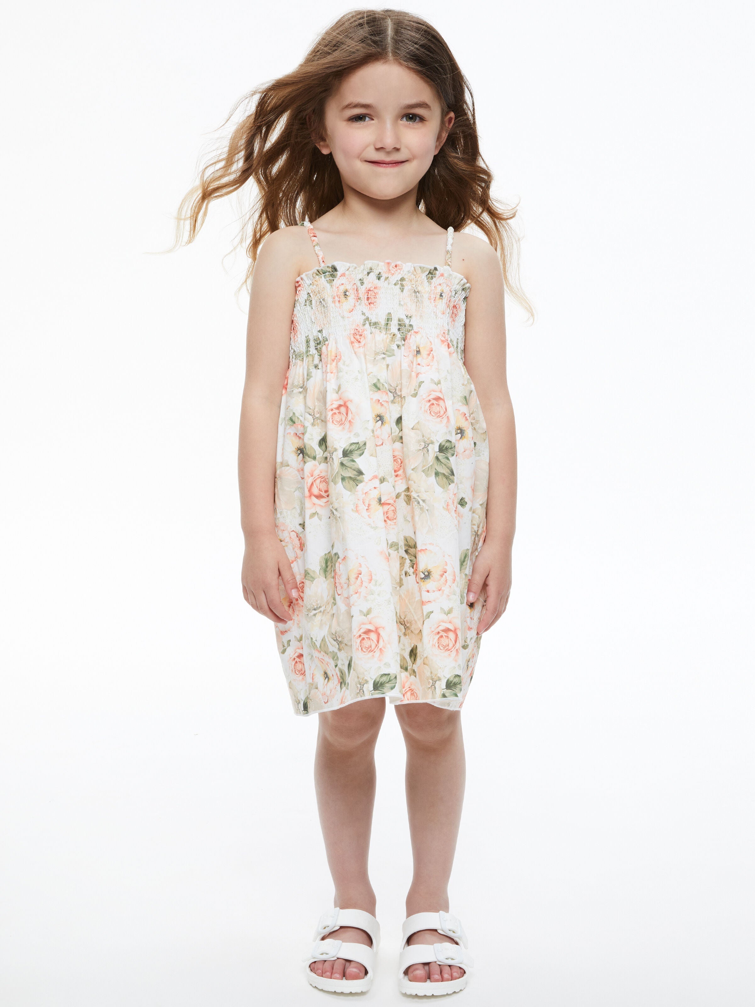 SULLY CHILDREN'S SMOCKED BABYDOLL DRESS-DAWN FLORAL-ALICE + OLIVIA
